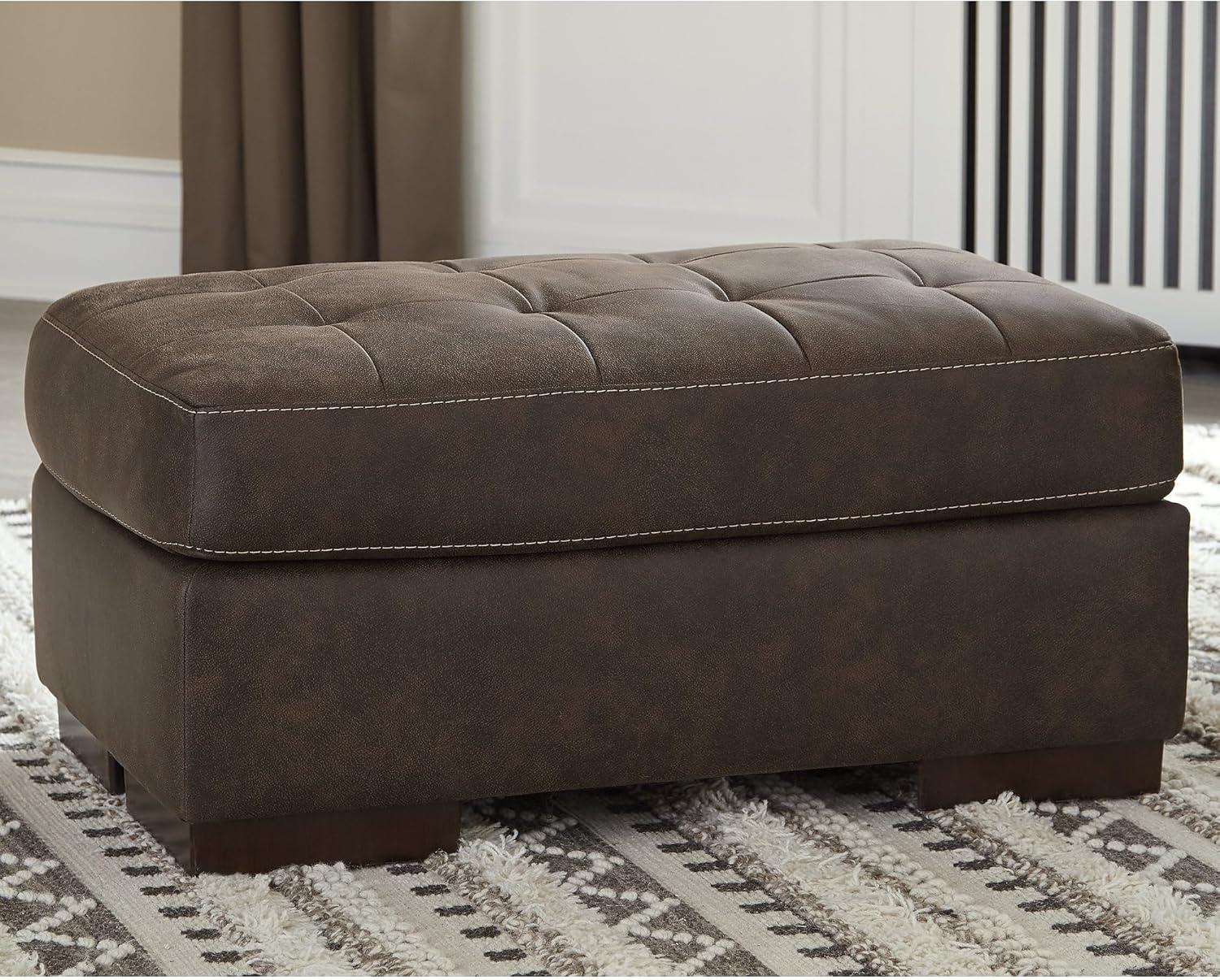 imageSignature Design by Ashley Maderla Classic Rectangular Tufted Ottoman Dark BrownBrown