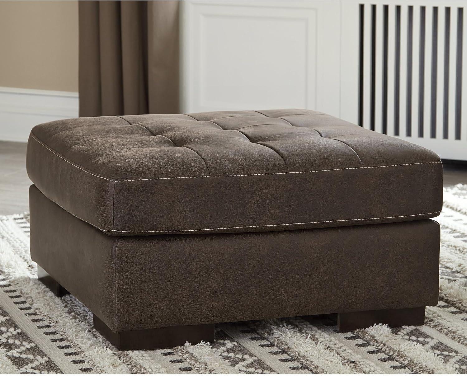imageSignature Design by Ashley Maderla Classic Rectangular Tufted Ottoman Dark BrownBrown