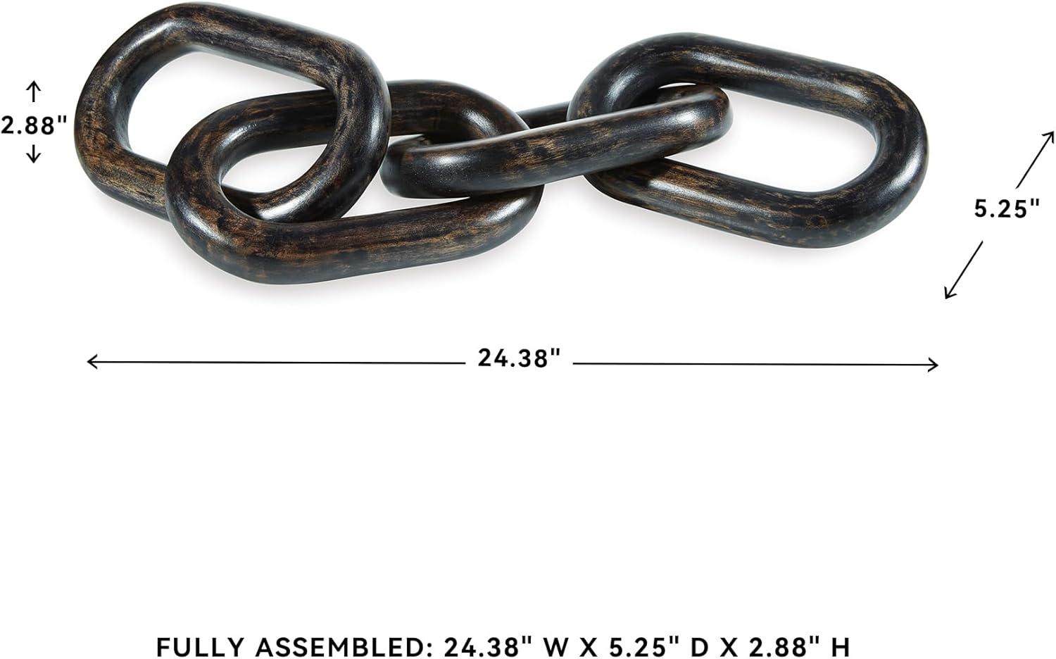 imageSignature Design by Ashley Mardelby Casual Tabletop Wood Sculpture Chain Link Design BlackBlack
