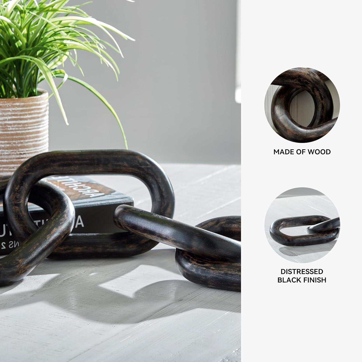 imageSignature Design by Ashley Mardelby Casual Tabletop Wood Sculpture Chain Link Design BlackBlack