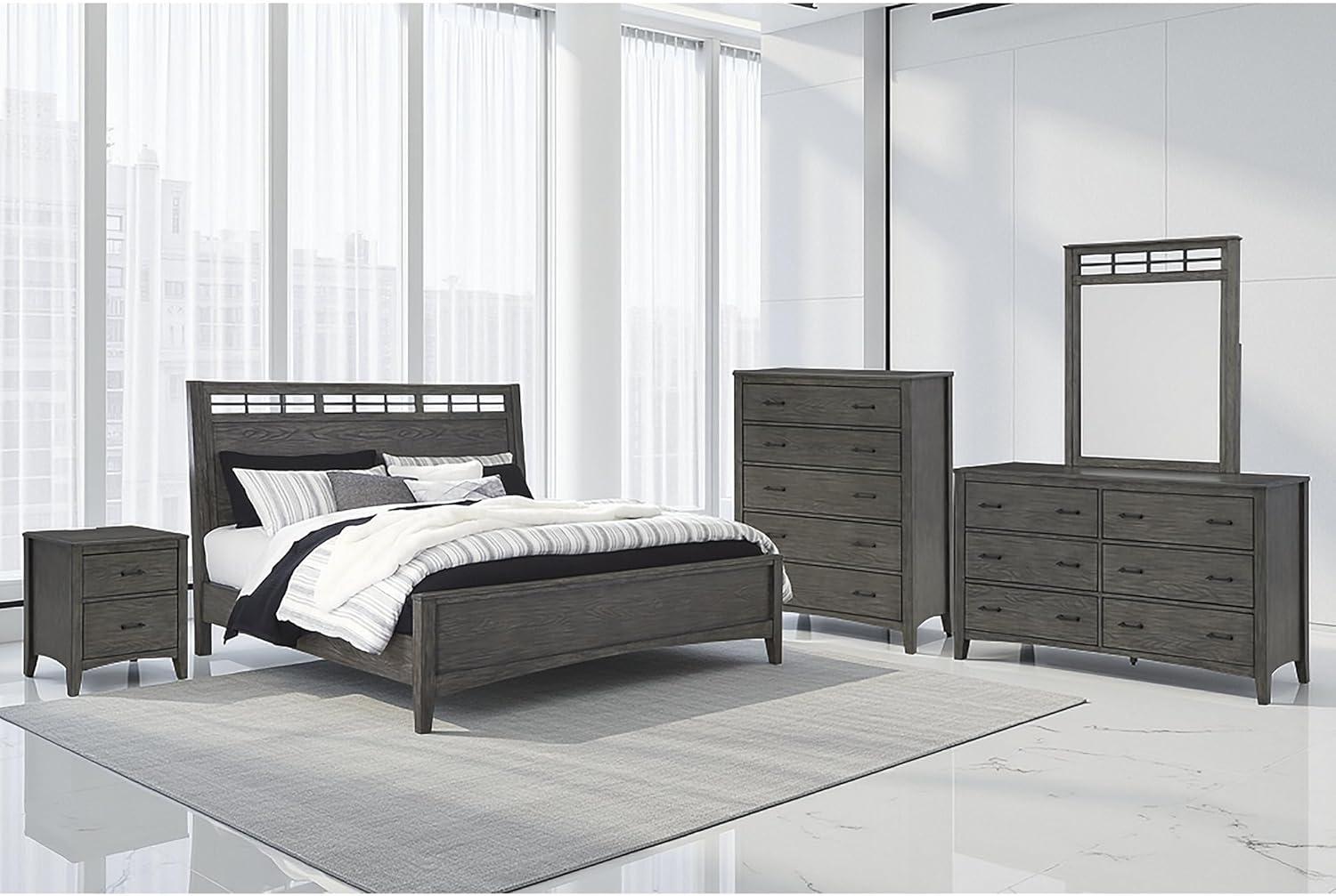 imageSignature Design by Ashley Montillan Contemporary King Panel Bed with LayBack Headboard Foundation or Box Spring Needed Dark BrownKing Panel Bed