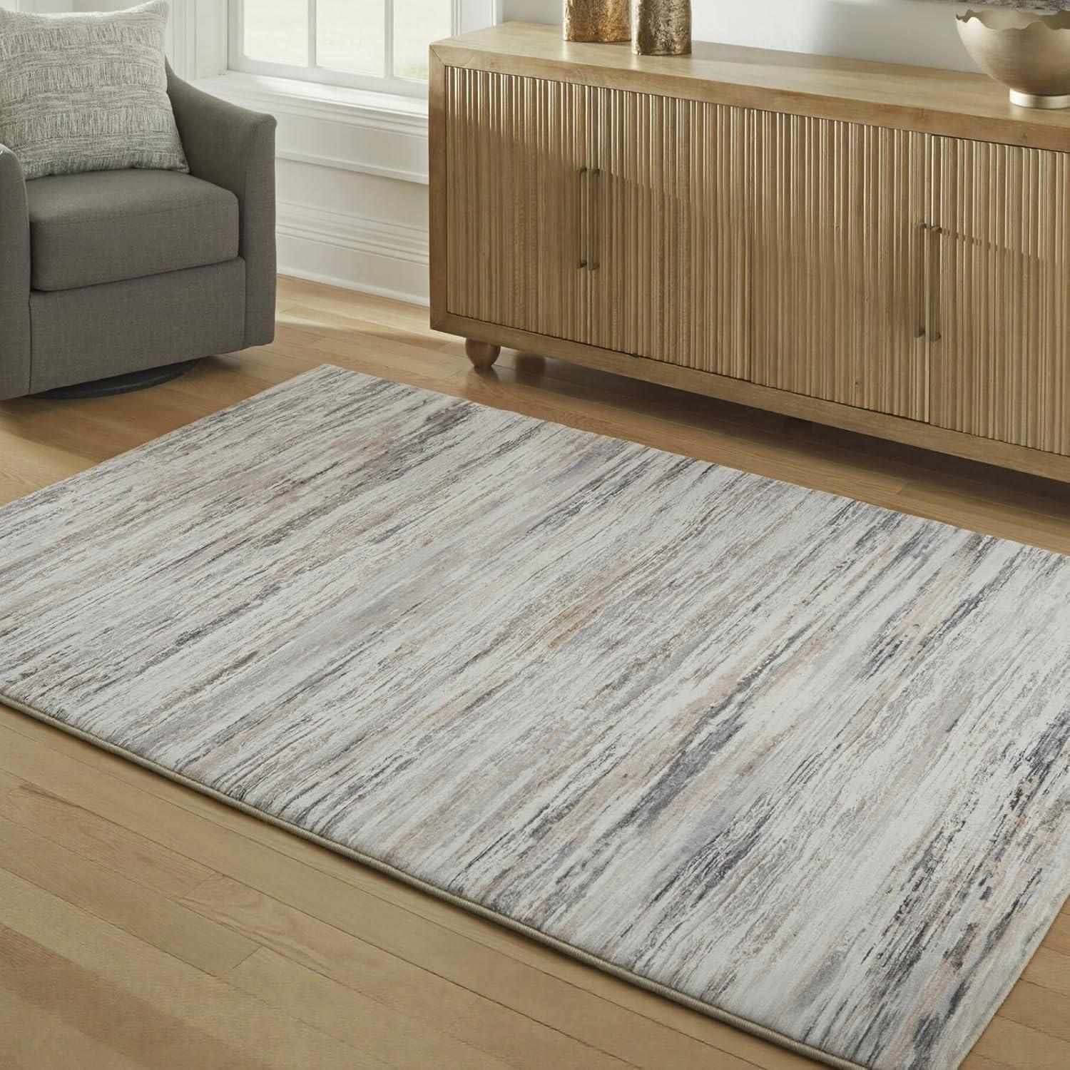 imageSignature Design by Ashley NACE Modern Indoor Striped Rectangular 5 x 7 Area Rug Gray amp Brown