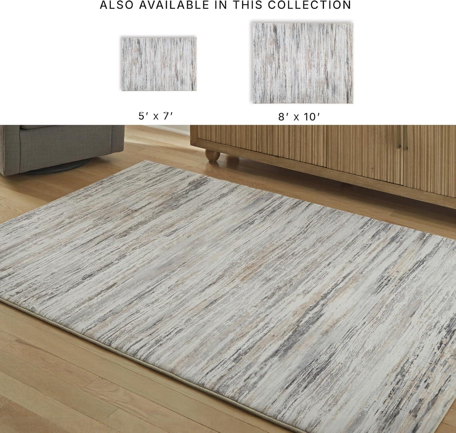 imageSignature Design by Ashley NACE Modern Indoor Striped Rectangular 5 x 7 Area Rug Gray amp Brown