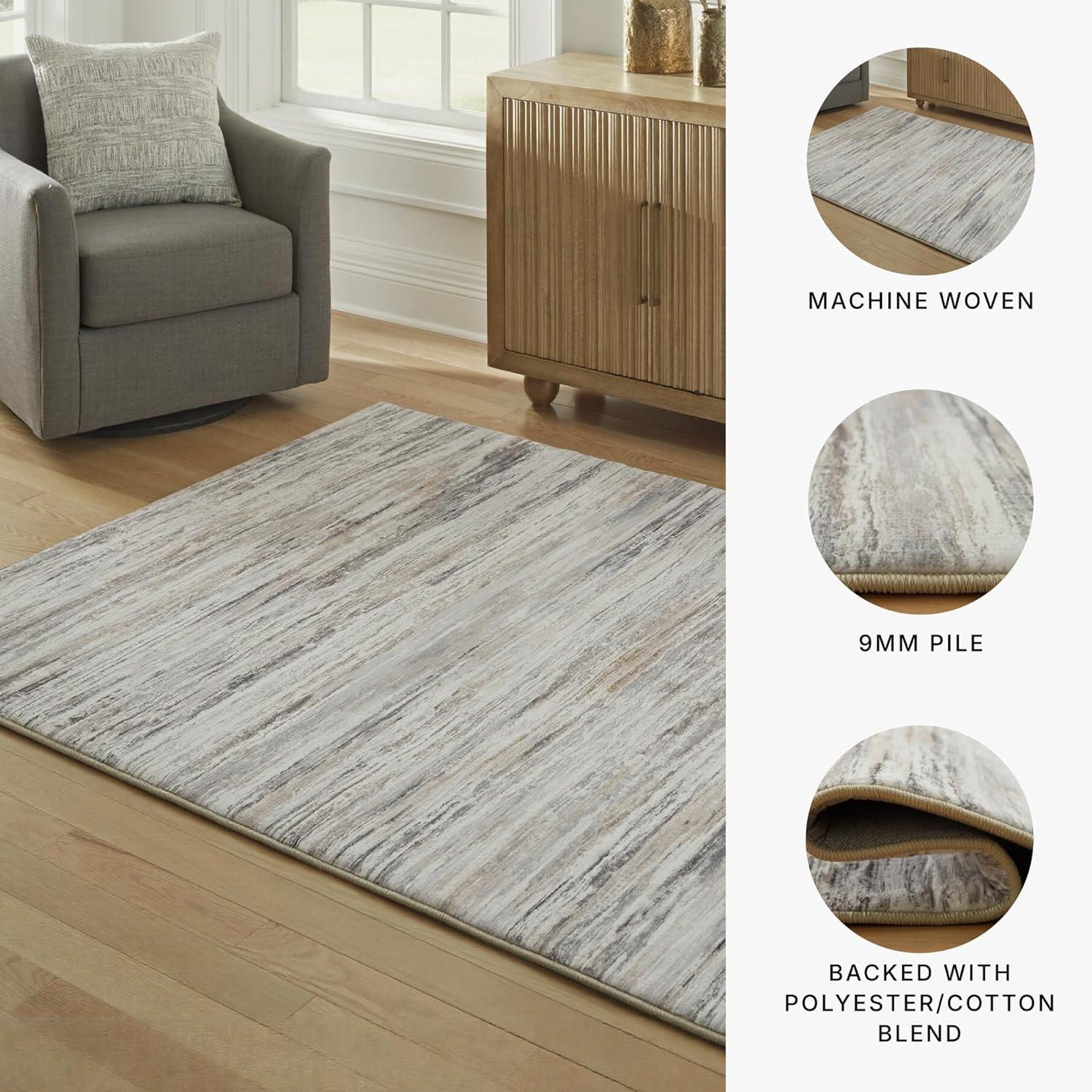 imageSignature Design by Ashley NACE Modern Indoor Striped Rectangular 5 x 7 Area Rug Gray amp Brown
