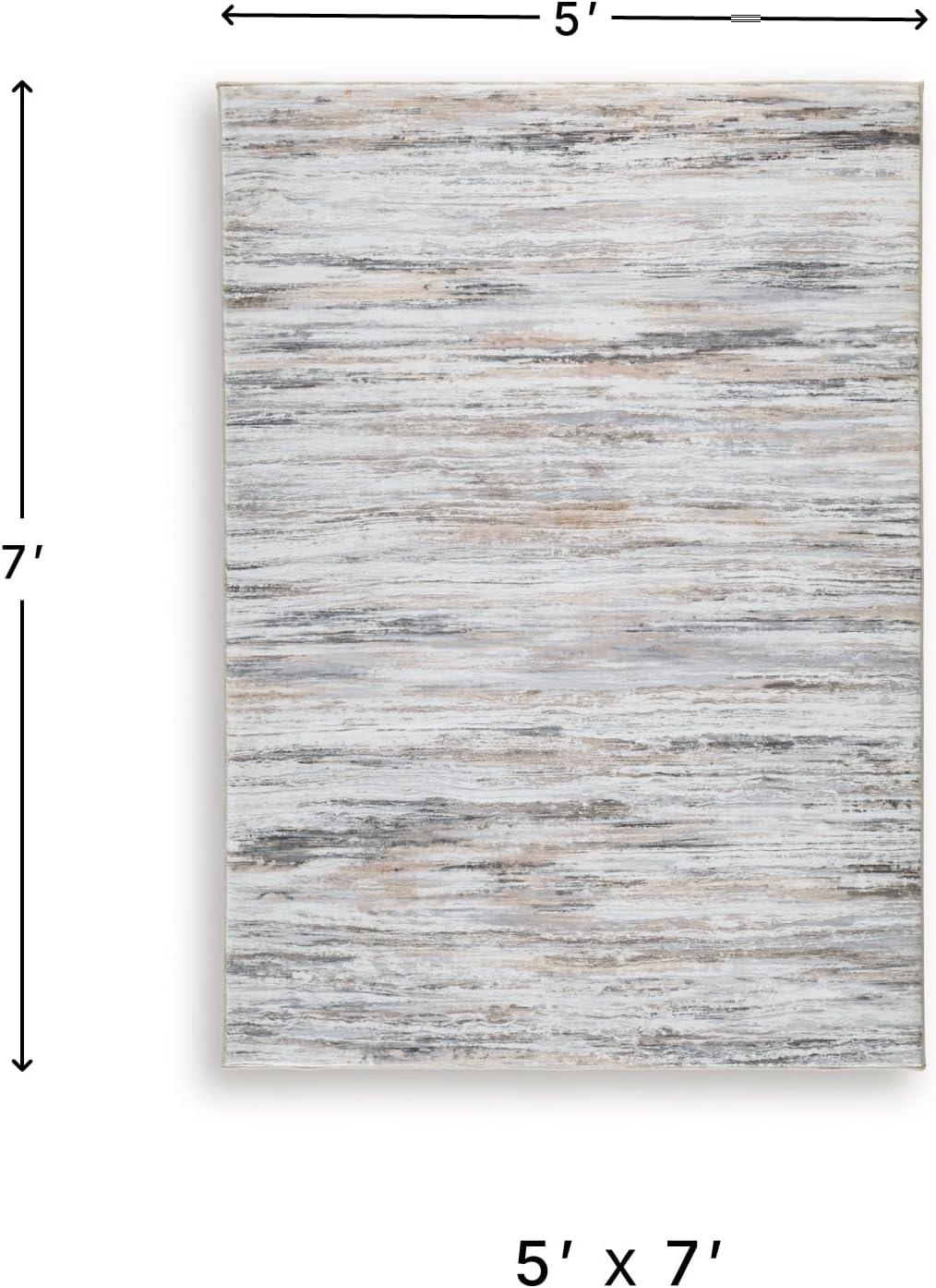 imageSignature Design by Ashley NACE Modern Indoor Striped Rectangular 5 x 7 Area Rug Gray amp Brown