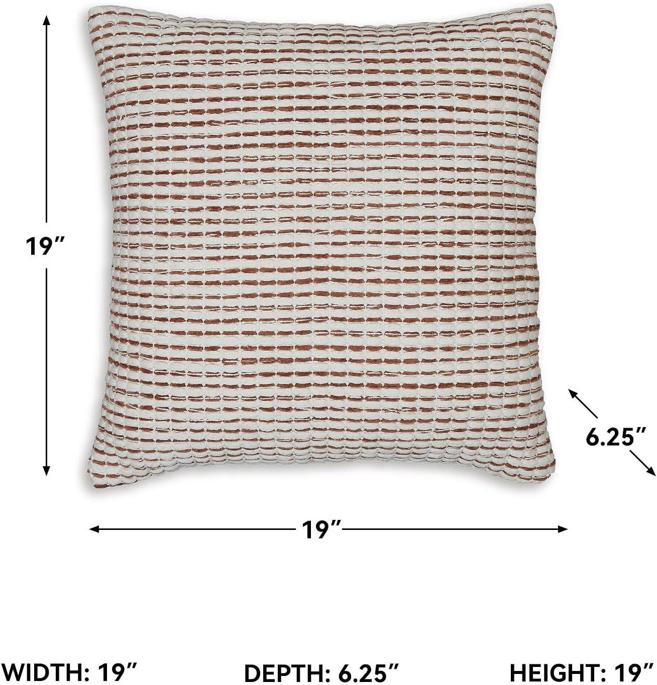 imageSignature Design by Ashley Nashlin Casual Indoor Striped 19 x 19 Inches Pillow with Zipper Closure Red amp White