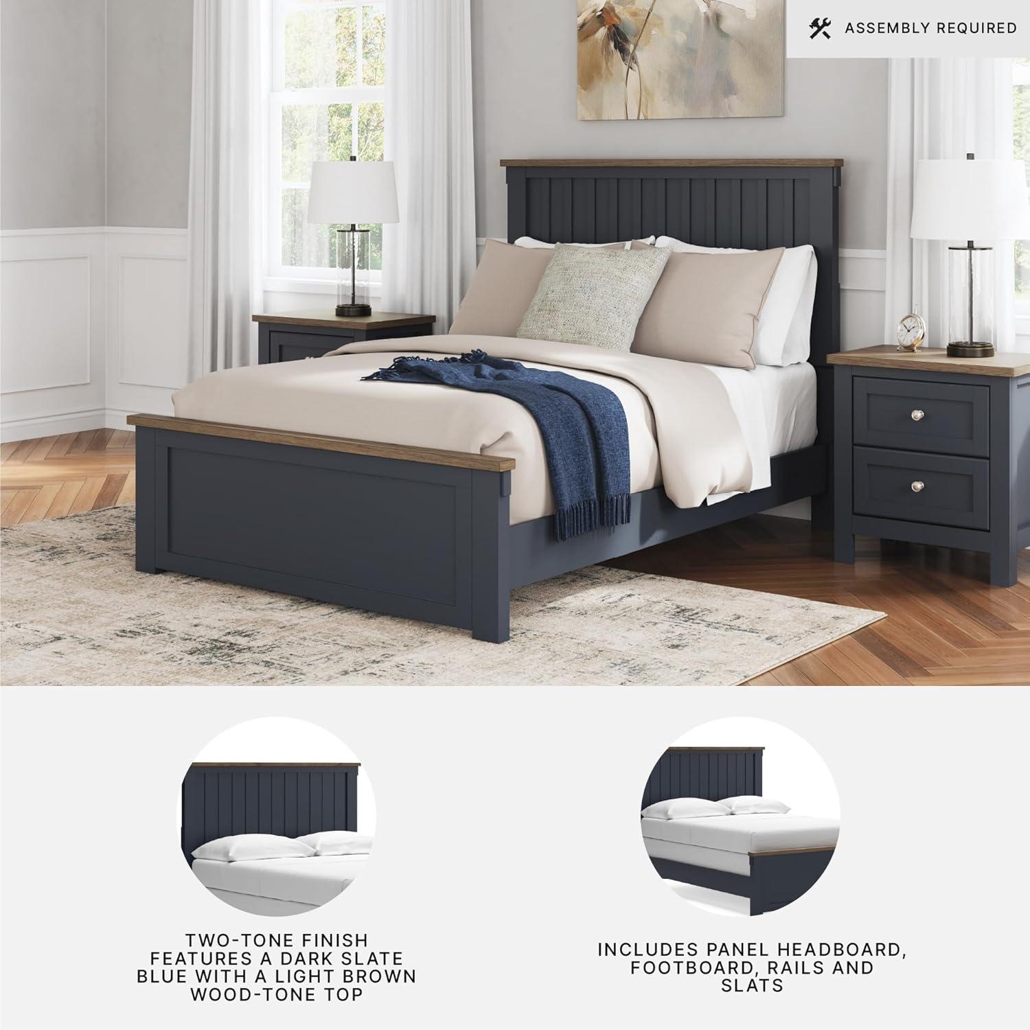 imageSignature Design by Ashley Neymorton Modern California King Upholstered Panel Bed Foundation or Box Spring Needed Dark BrownFull