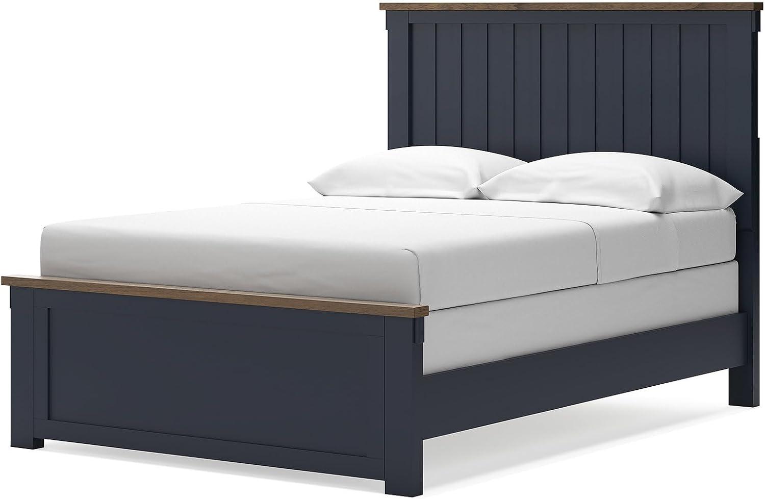 imageSignature Design by Ashley Neymorton Modern California King Upholstered Panel Bed Foundation or Box Spring Needed Dark BrownFull