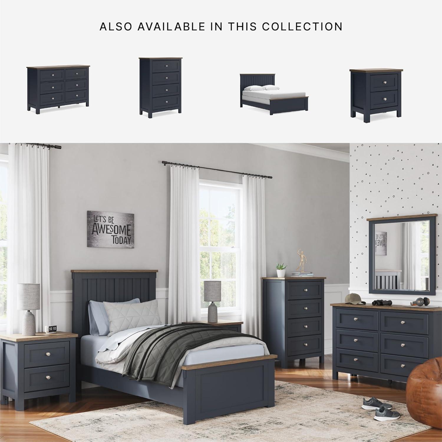 imageSignature Design by Ashley Neymorton Modern California King Upholstered Panel Bed Foundation or Box Spring Needed Dark BrownFull