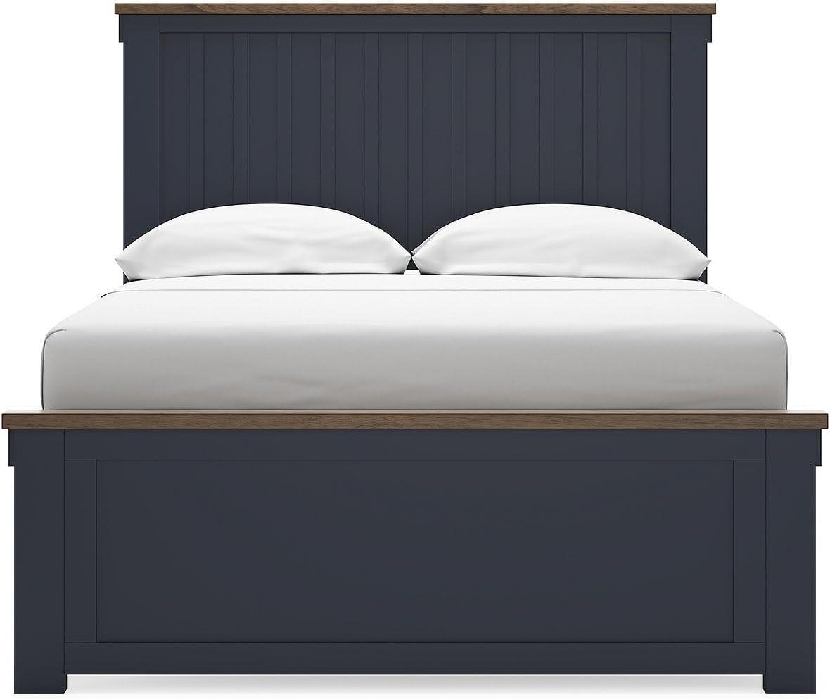 imageSignature Design by Ashley Neymorton Modern California King Upholstered Panel Bed Foundation or Box Spring Needed Dark BrownFull