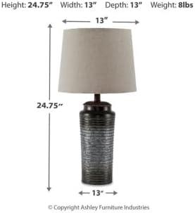 imageSignature Design by Ashley Norbert Casual 2475 Table Lamp with Galvanized Metal Base amp Ombre Effect 2 Count Dark GrayNorbert