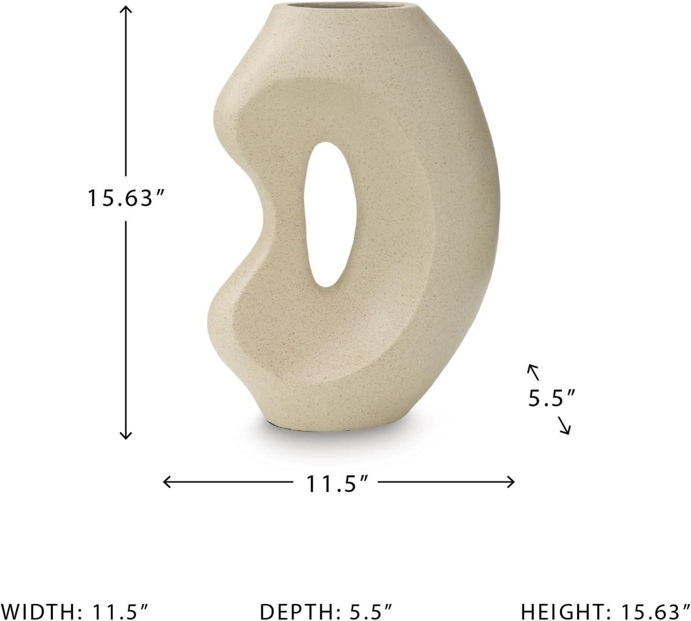 imageSignature Design by Ashley Odion Contemporary Vase with Abstract Design Beige