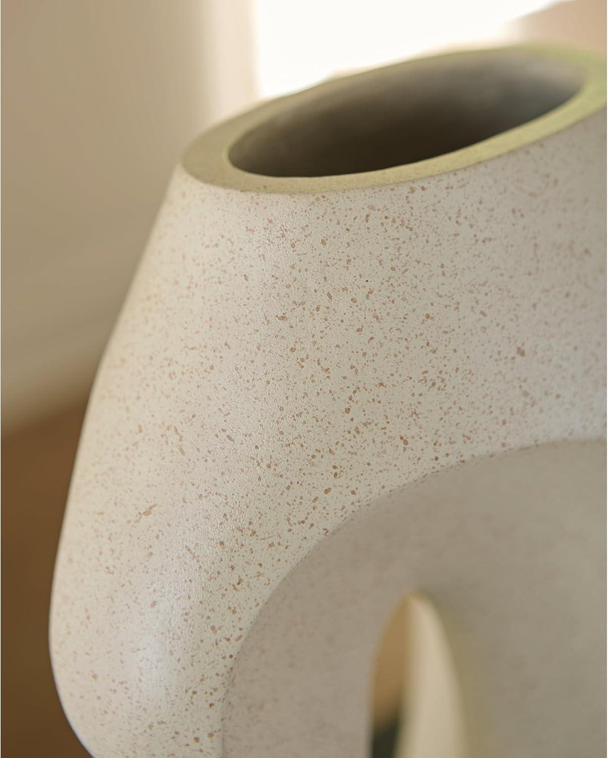imageSignature Design by Ashley Odion Contemporary Vase with Abstract Design Beige