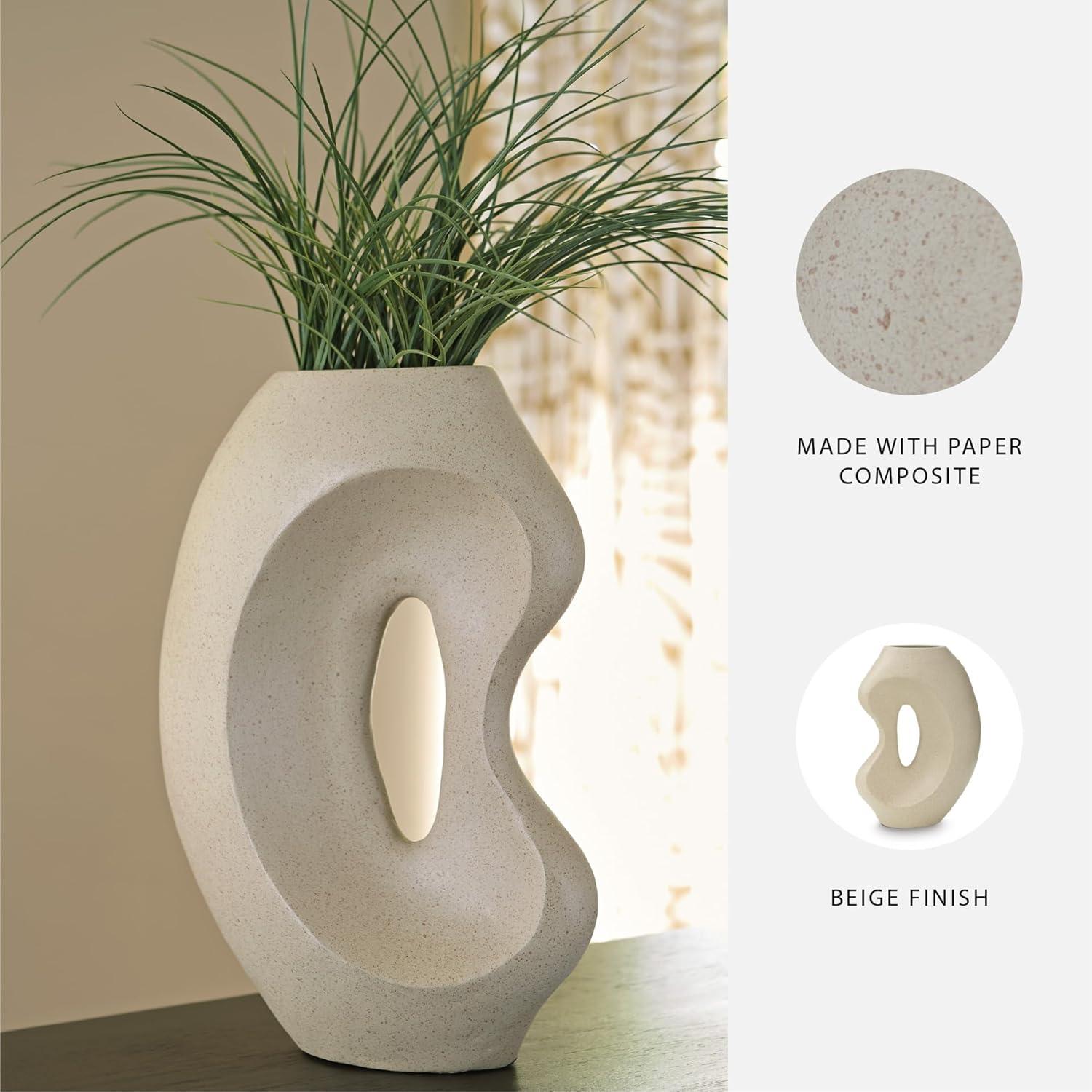 imageSignature Design by Ashley Odion Contemporary Vase with Abstract Design Beige