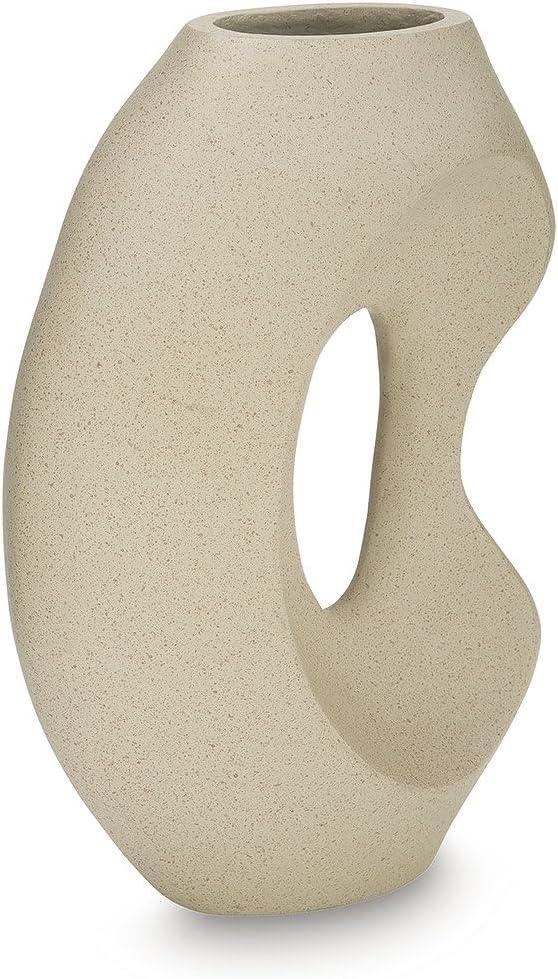 imageSignature Design by Ashley Odion Contemporary Vase with Abstract Design Beige