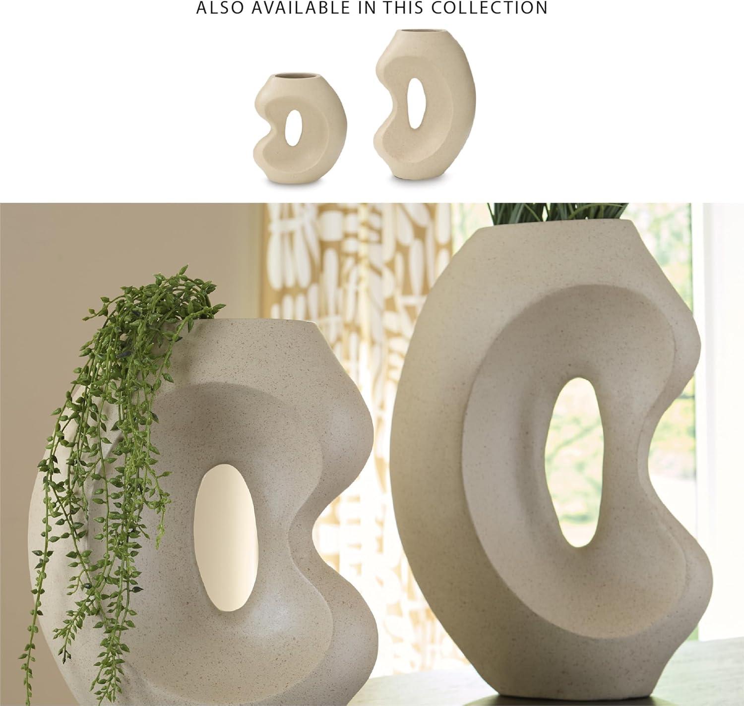 imageSignature Design by Ashley Odion Contemporary Vase with Abstract Design Beige