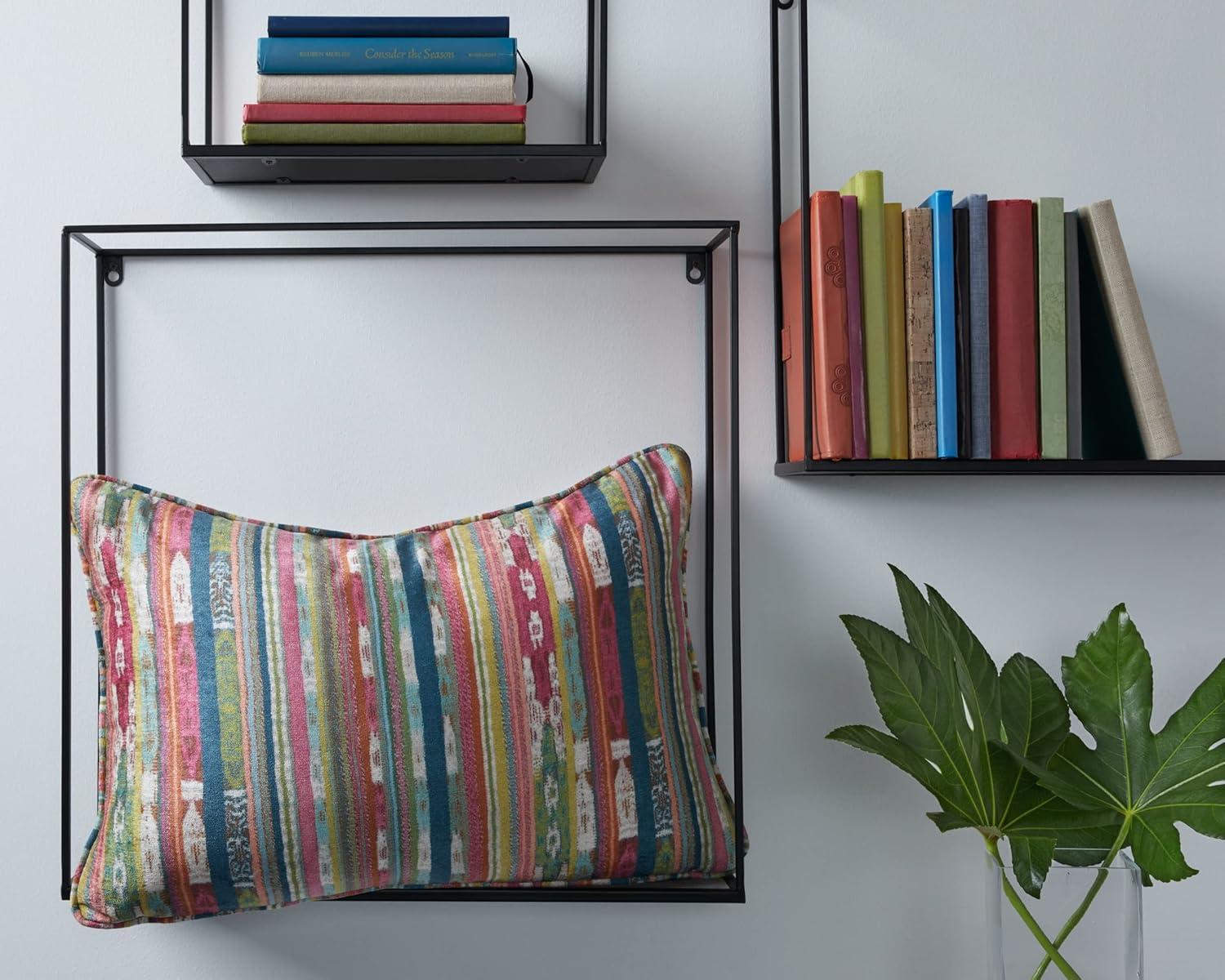 imageSignature Design by Ashley Orensburgh Bohemian Rectangular Polyester Pillow with Stripe Design 23 x 16 Blue amp Red