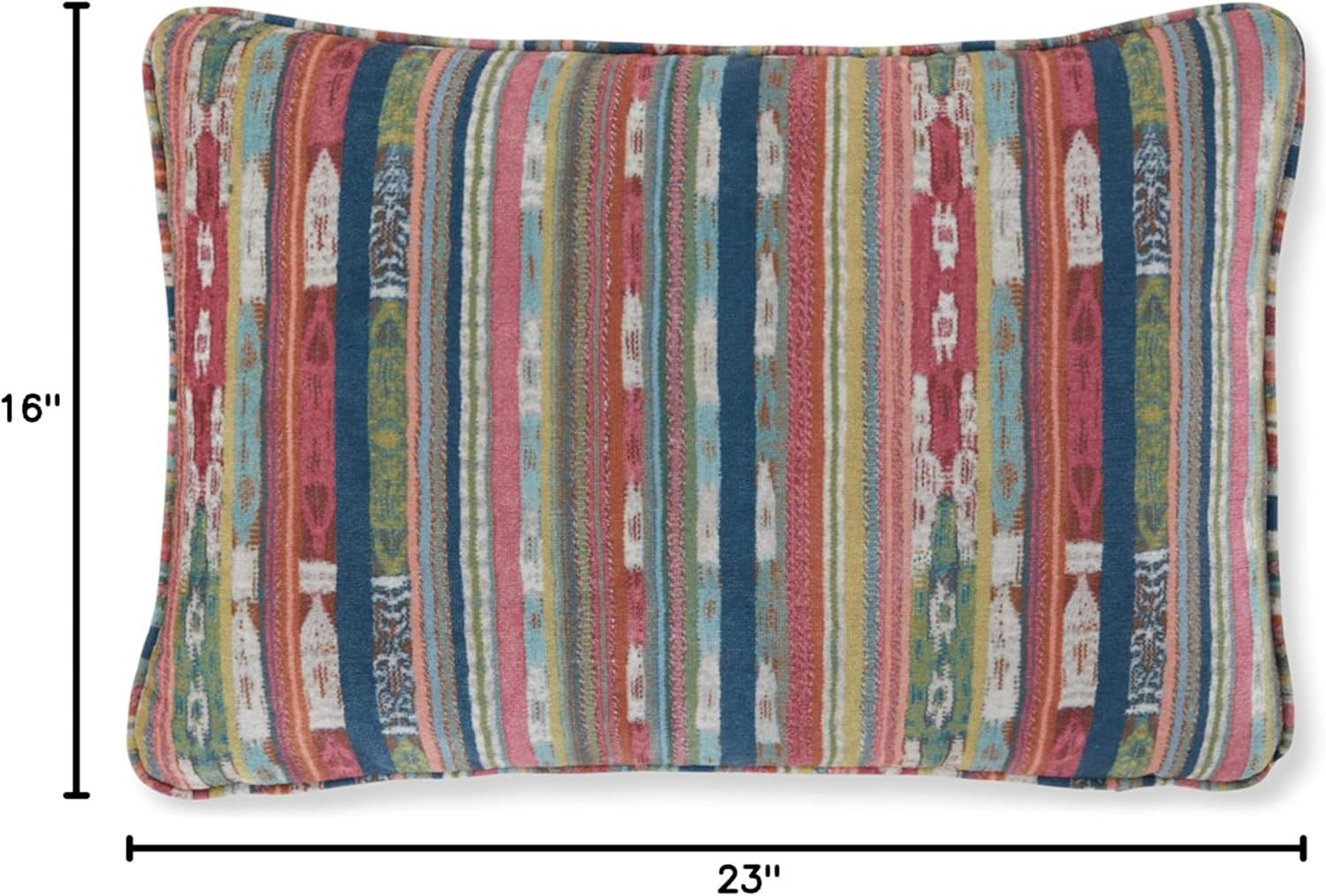 imageSignature Design by Ashley Orensburgh Bohemian Rectangular Polyester Pillow with Stripe Design 23 x 16 Blue amp Red