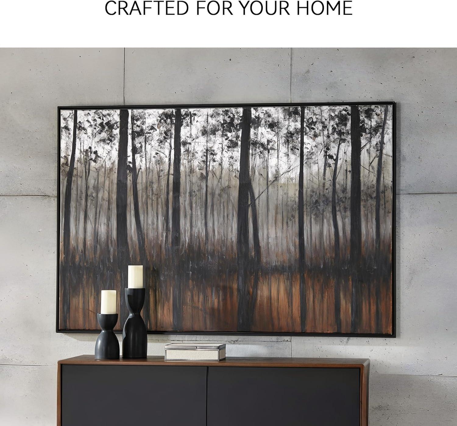 imageSignature Design by Ashley Philyra Dreary Forest Canvas Wall Art 72 x 48 Black Orange Silver