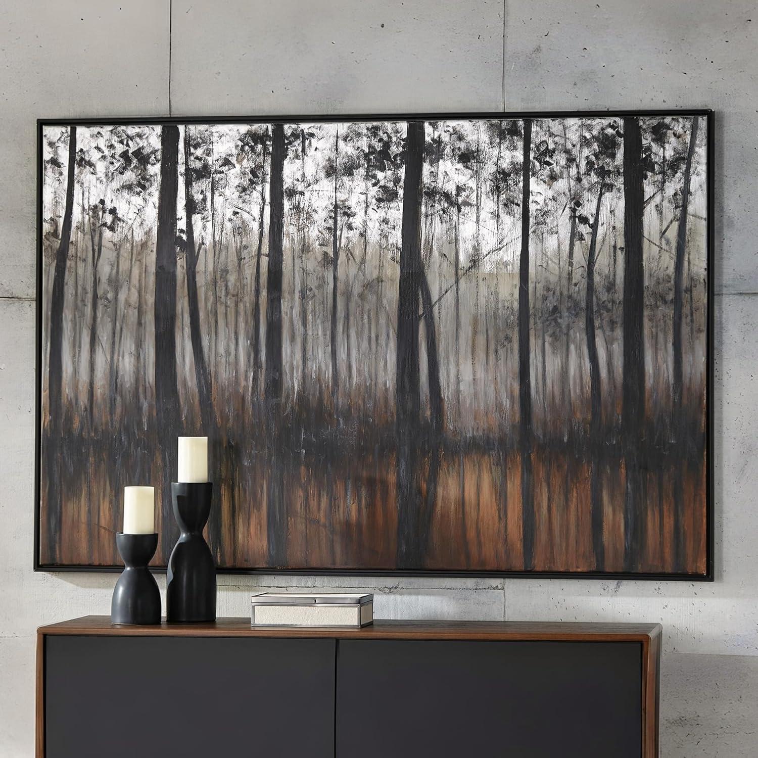 imageSignature Design by Ashley Philyra Dreary Forest Canvas Wall Art 72 x 48 Black Orange Silver