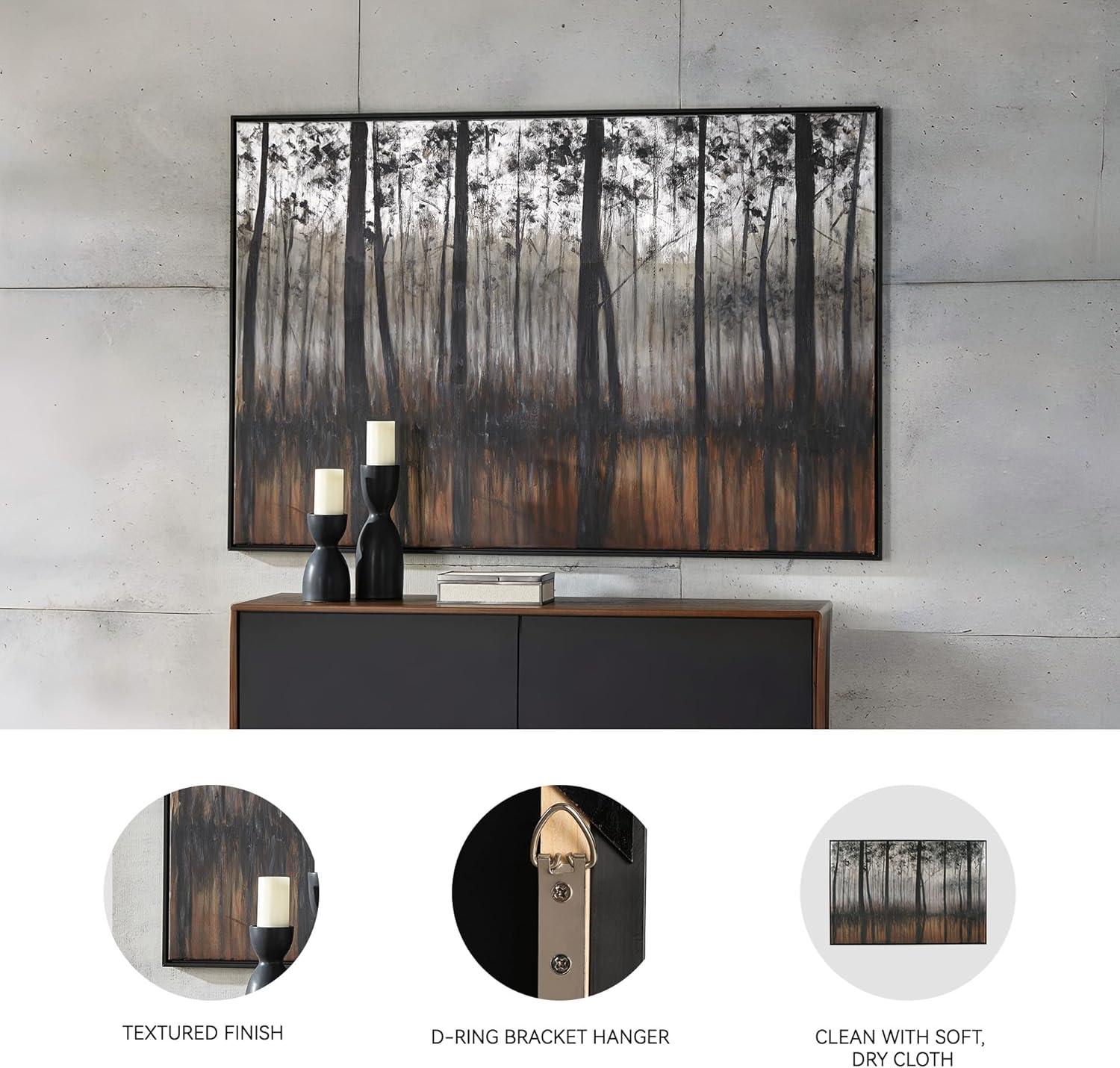 imageSignature Design by Ashley Philyra Dreary Forest Canvas Wall Art 72 x 48 Black Orange Silver