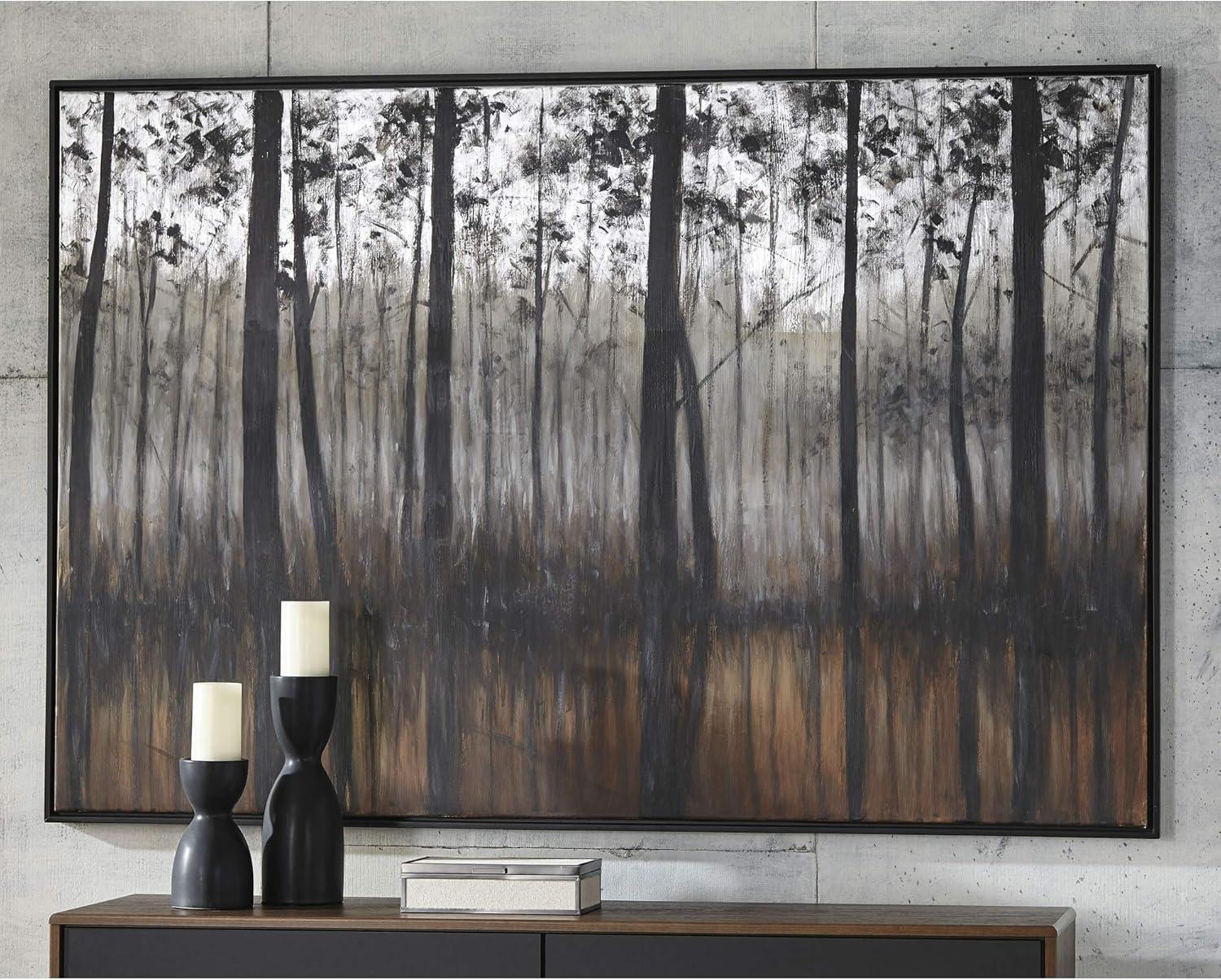 imageSignature Design by Ashley Philyra Dreary Forest Canvas Wall Art 72 x 48 Black Orange Silver