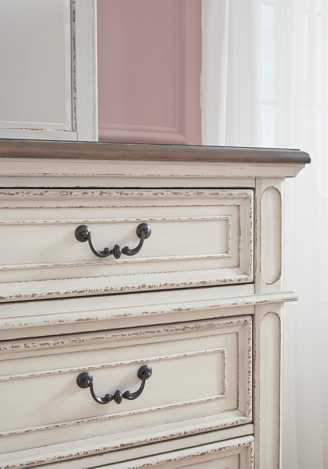imageSignature Design by Ashley Realyn Cottage 6Drawer Dresser and Mirror with Safety Stop and FeltLined Top Drawer WhiteCream