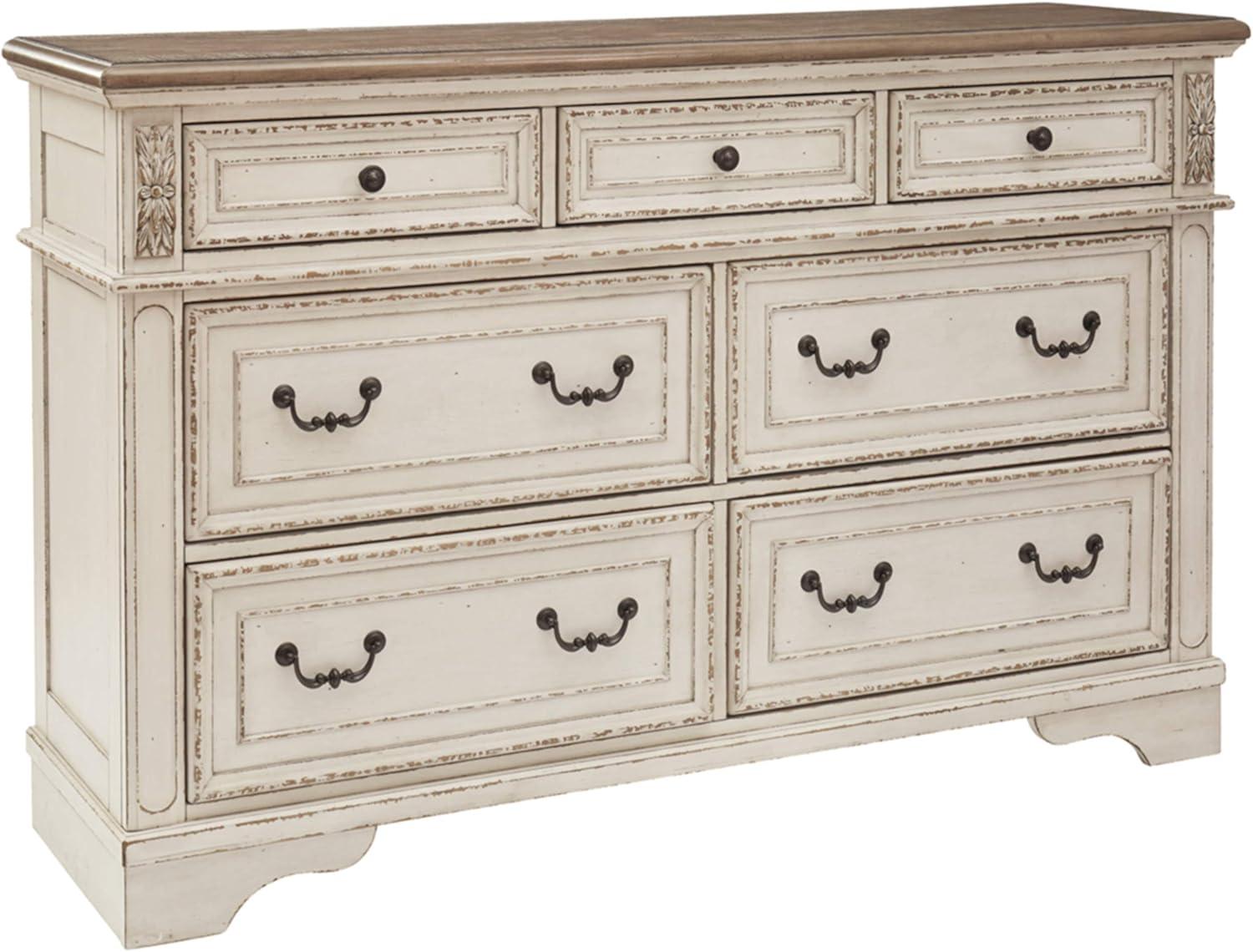 imageSignature Design by Ashley Realyn Cottage 6Drawer Dresser and Mirror with Safety Stop and FeltLined Top Drawer WhiteCream