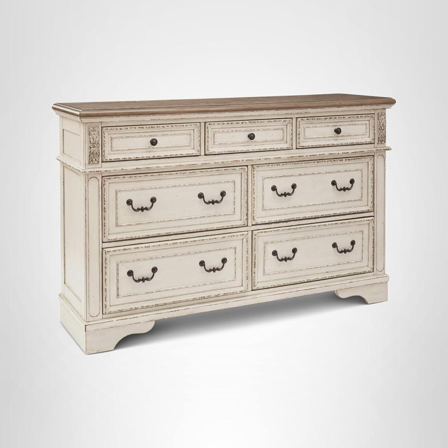 imageSignature Design by Ashley Realyn Cottage 6Drawer Dresser and Mirror with Safety Stop and FeltLined Top Drawer WhiteCream