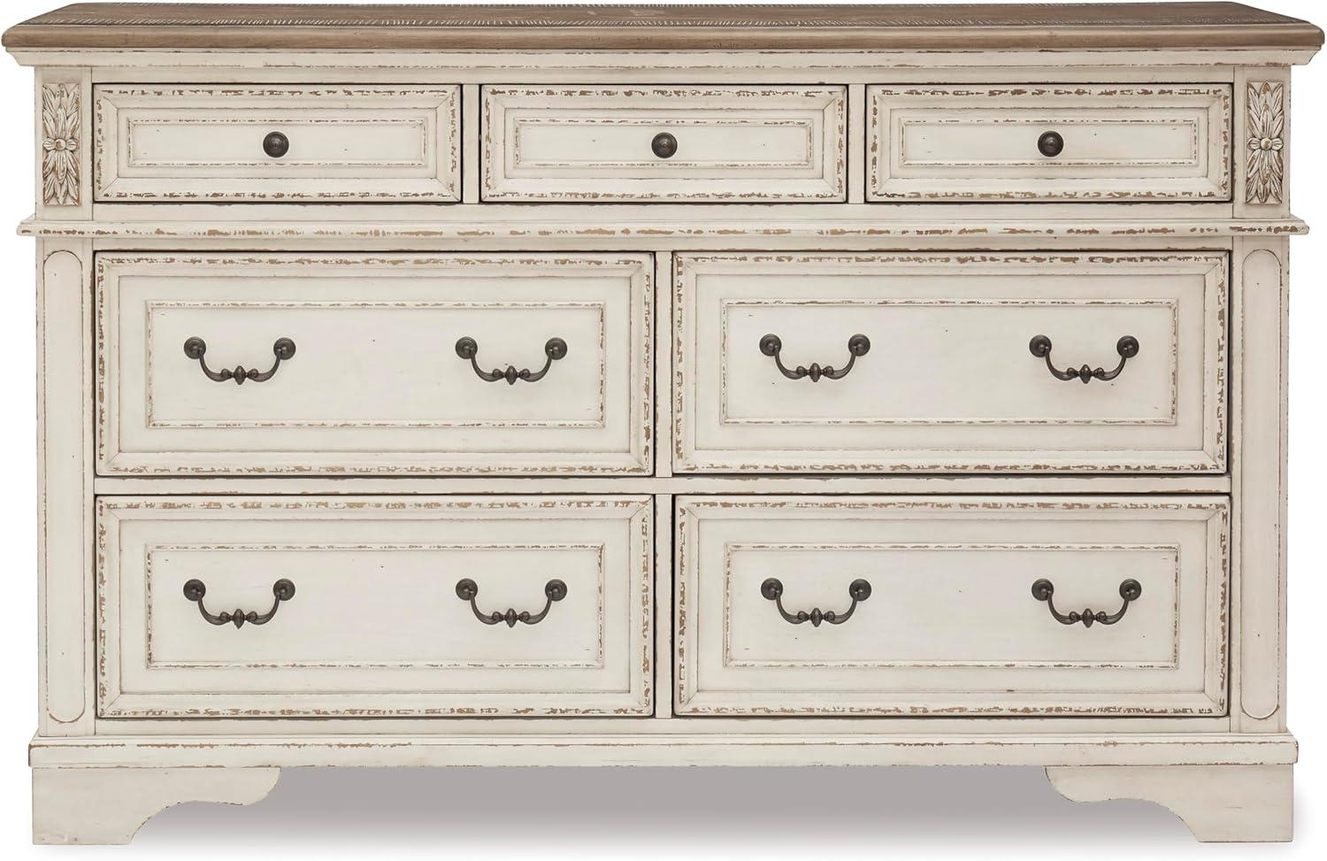 imageSignature Design by Ashley Realyn Cottage 6Drawer Dresser and Mirror with Safety Stop and FeltLined Top Drawer WhiteCream