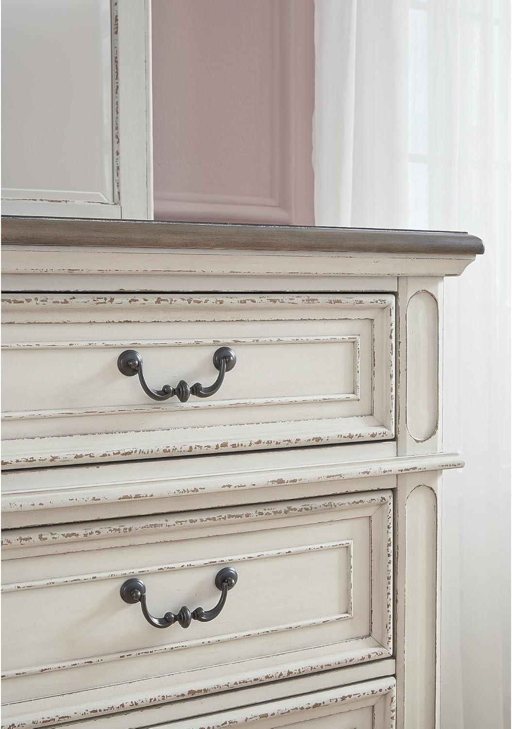 imageSignature Design by Ashley Realyn Cottage 6Drawer Dresser and Mirror with Safety Stop and FeltLined Top Drawer WhiteCream