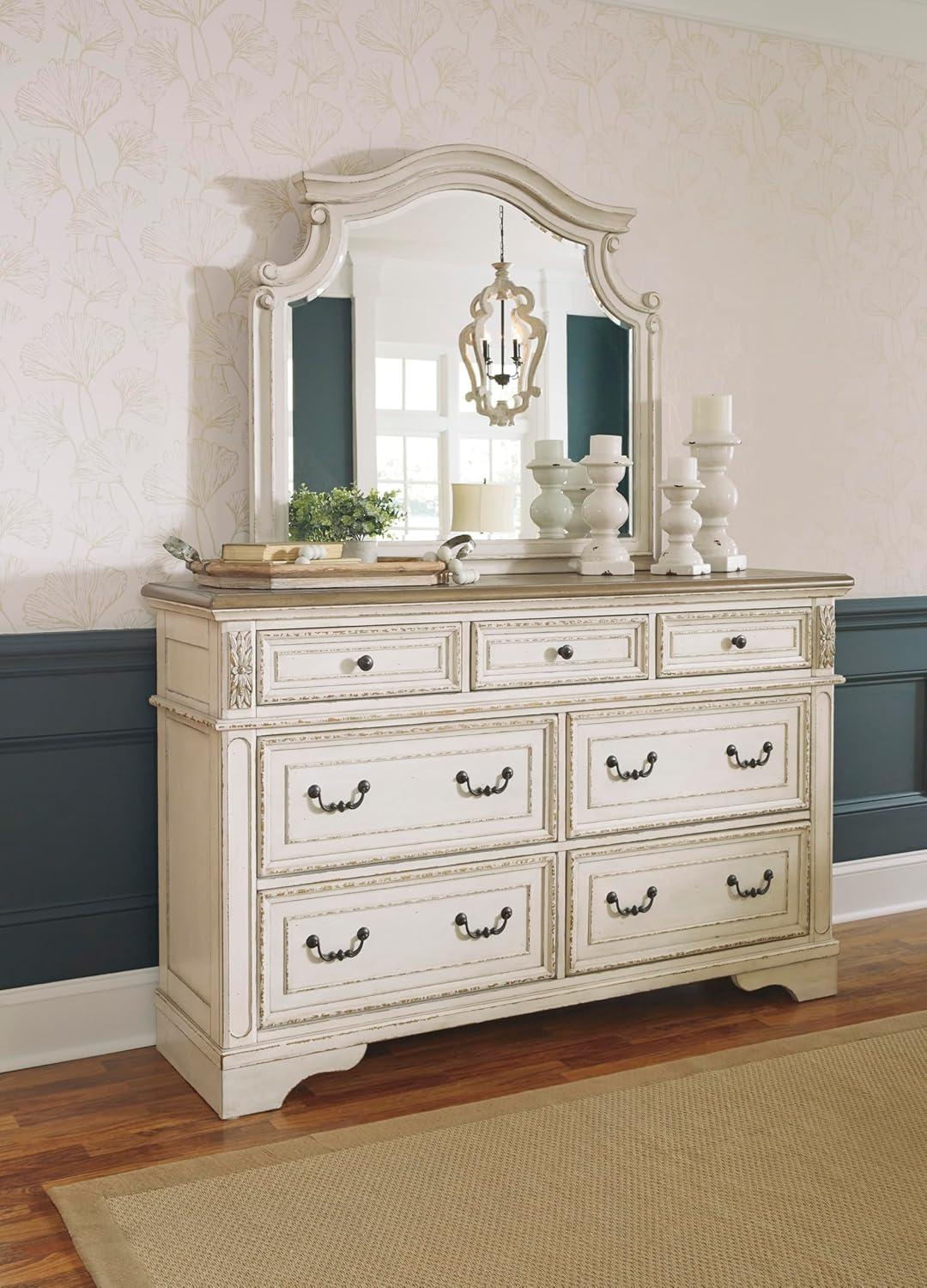 imageSignature Design by Ashley Realyn Cottage 6Drawer Dresser and Mirror with Safety Stop and FeltLined Top Drawer WhiteCream