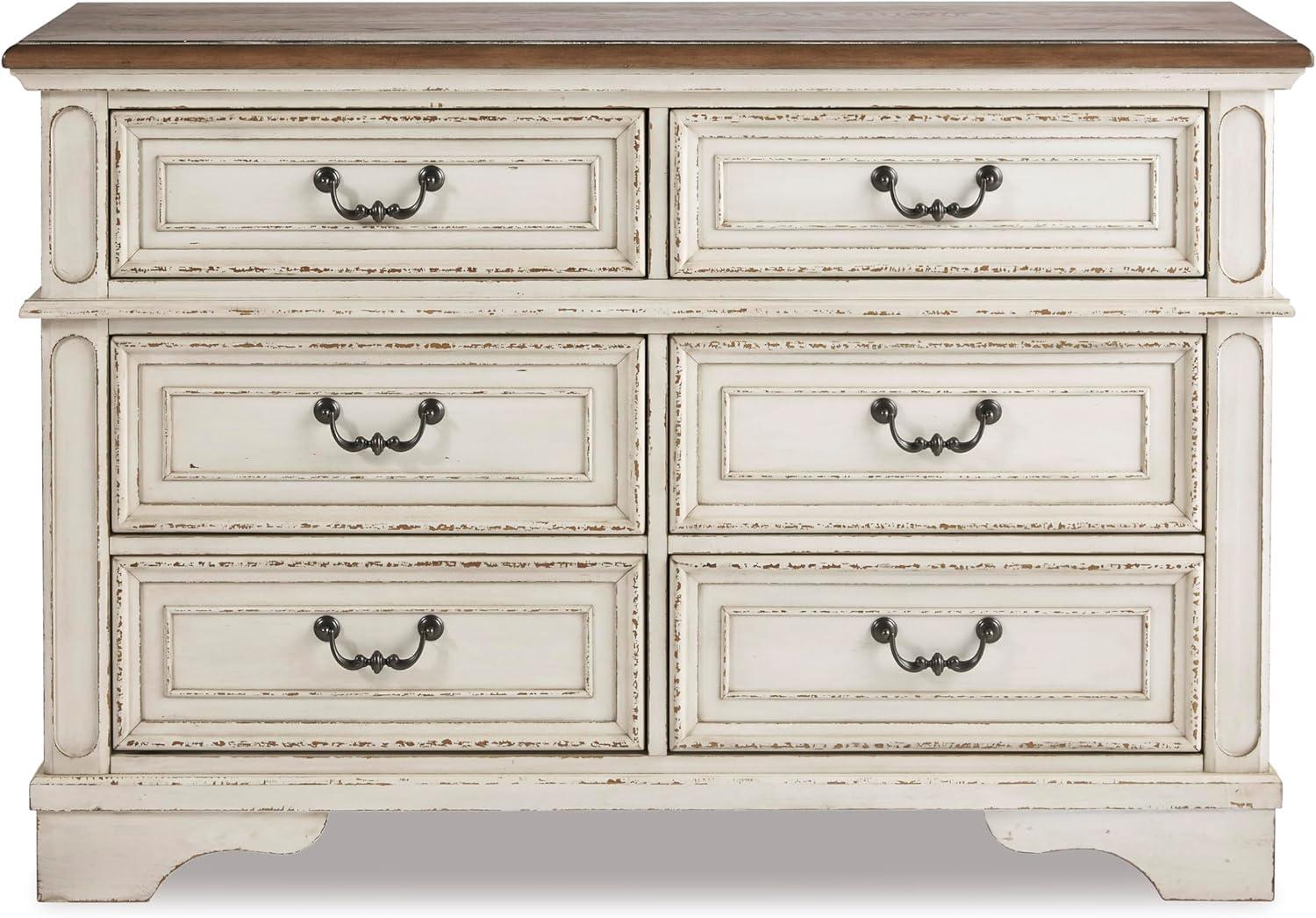 imageSignature Design by Ashley Realyn Cottage 6Drawer Dresser and Mirror with Safety Stop and FeltLined Top Drawer WhiteCream