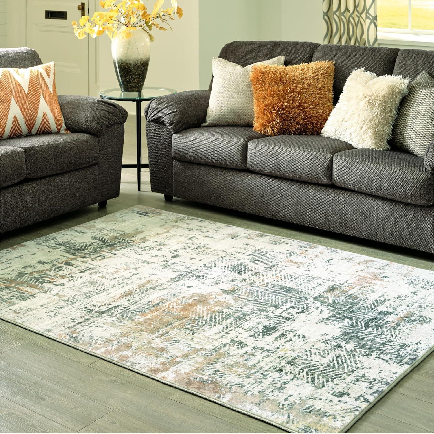 imageSignature Design by Ashley Redlings Contemporary 5x7 Area Rug Cream amp Gray5 x 7 Rectangular
