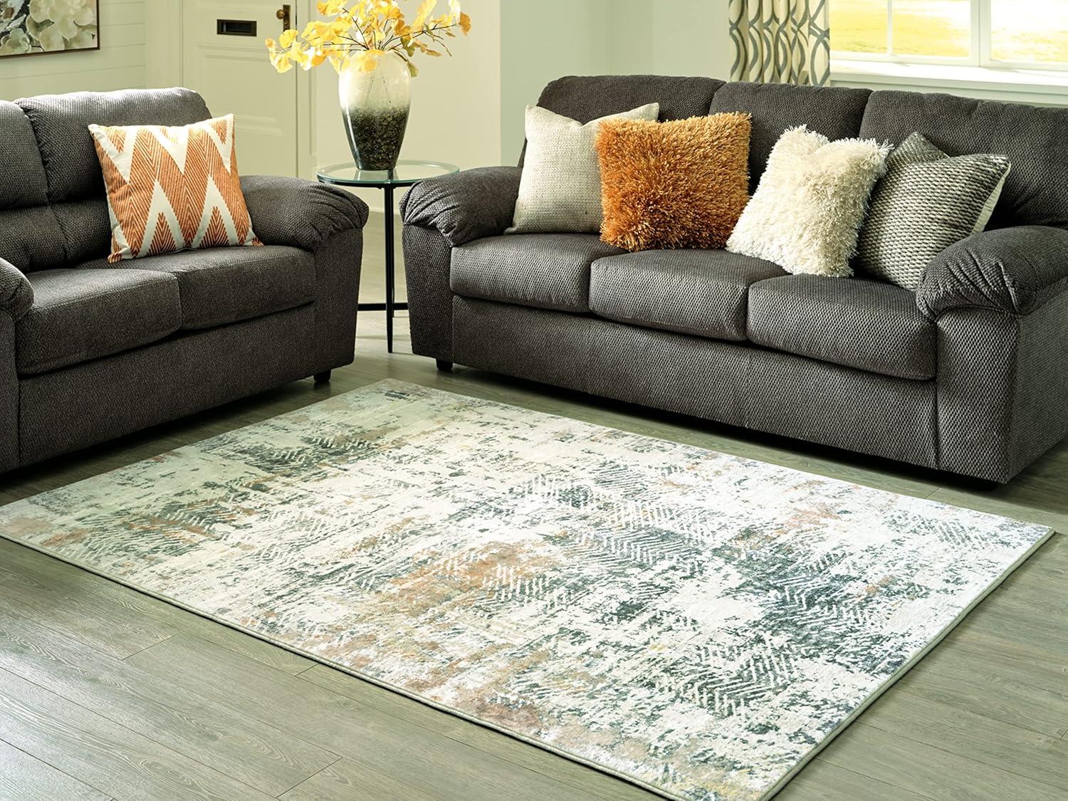 imageSignature Design by Ashley Redlings Contemporary 5x7 Area Rug Cream amp Gray76 x 96 Rectangular
