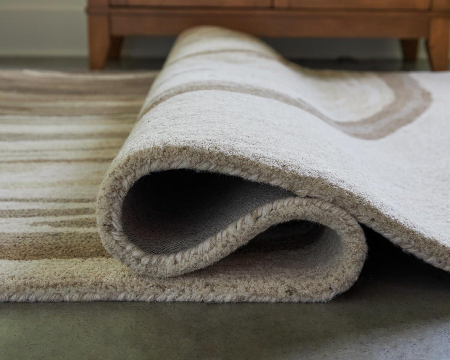 imageSignature Design by Ashley Rizwana Modern Indoor Abstract Hand Tufted Rectangular 5 x 7 Area Rug Brown amp Beige79 x 99 Rectangular