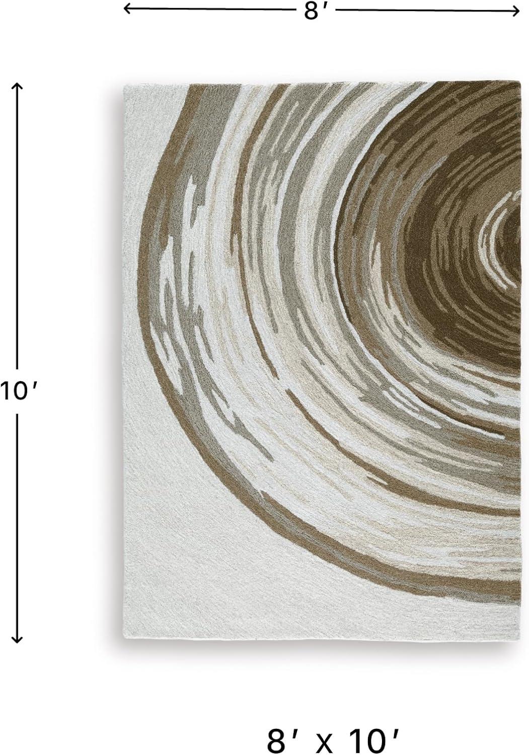 imageSignature Design by Ashley Rizwana Modern Indoor Abstract Hand Tufted Rectangular 5 x 7 Area Rug Brown amp Beige79 x 99 Rectangular