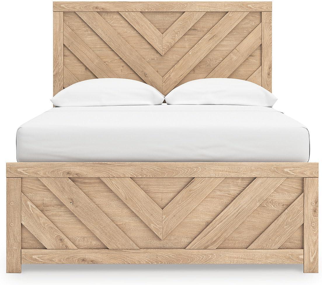 imageSignature Design by Ashley Sanginlane Farmhouse Full Panel Bed Foundation or Box Spring Needed Light BrownFull