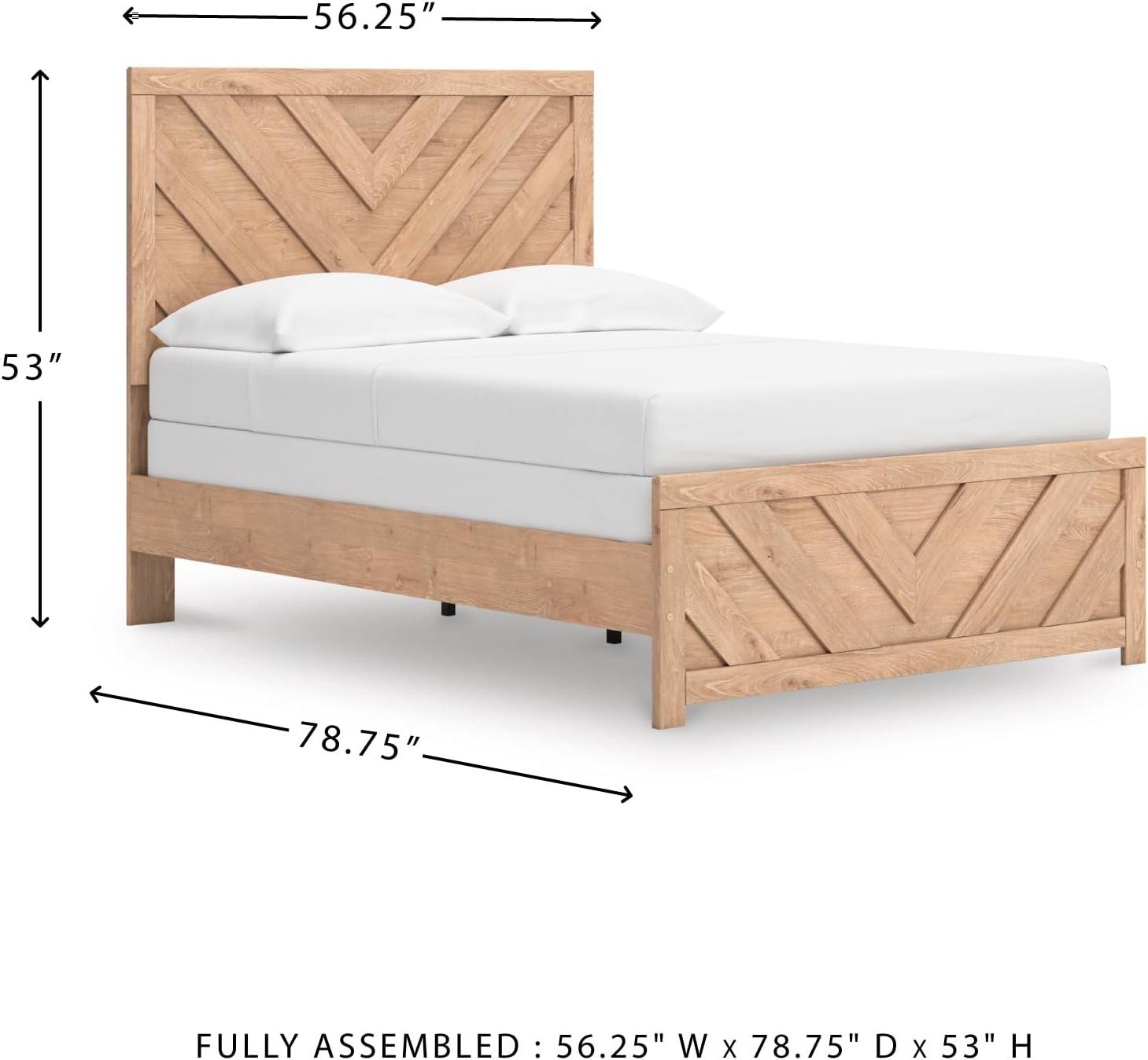 imageSignature Design by Ashley Sanginlane Farmhouse Full Panel Bed Foundation or Box Spring Needed Light BrownFull