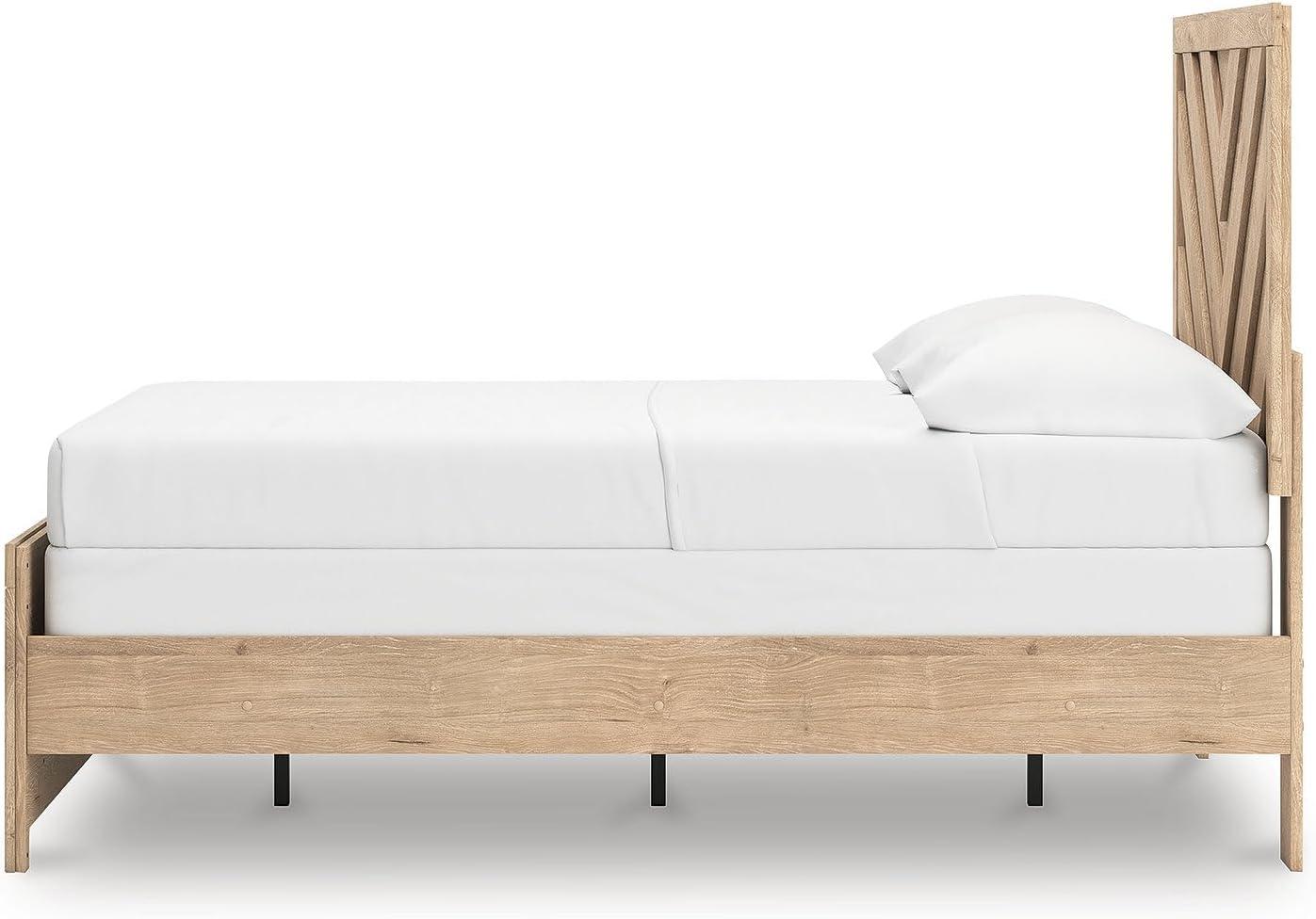 imageSignature Design by Ashley Sanginlane Farmhouse Full Panel Bed Foundation or Box Spring Needed Light BrownFull