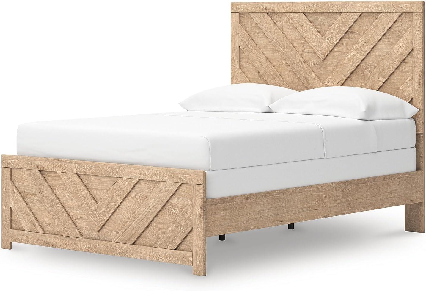 imageSignature Design by Ashley Sanginlane Farmhouse Full Panel Bed Foundation or Box Spring Needed Light BrownFull