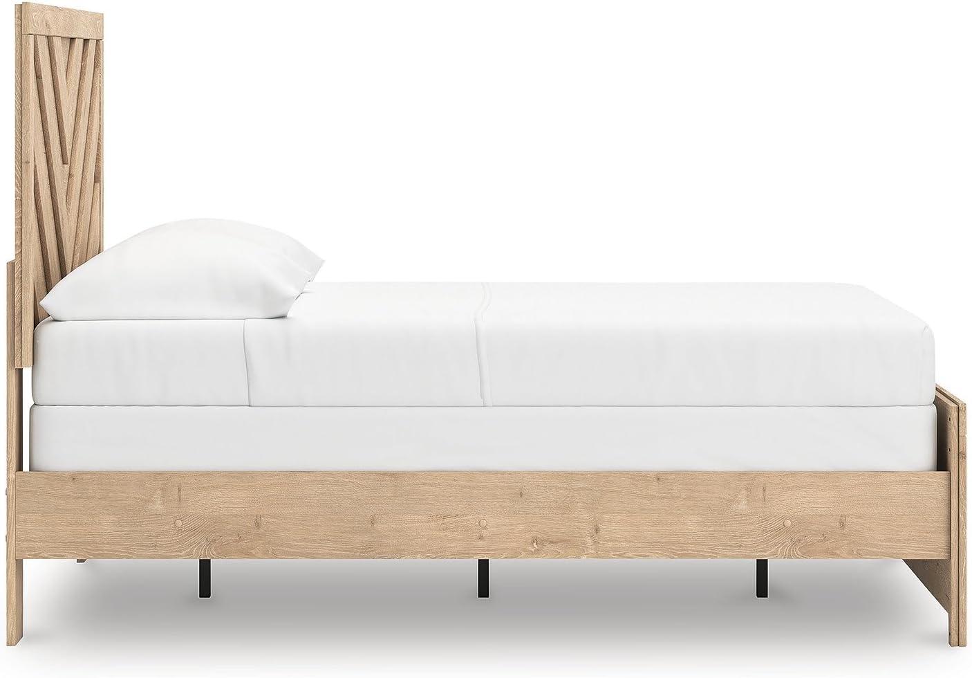 imageSignature Design by Ashley Sanginlane Farmhouse Full Panel Bed Foundation or Box Spring Needed Light BrownFull