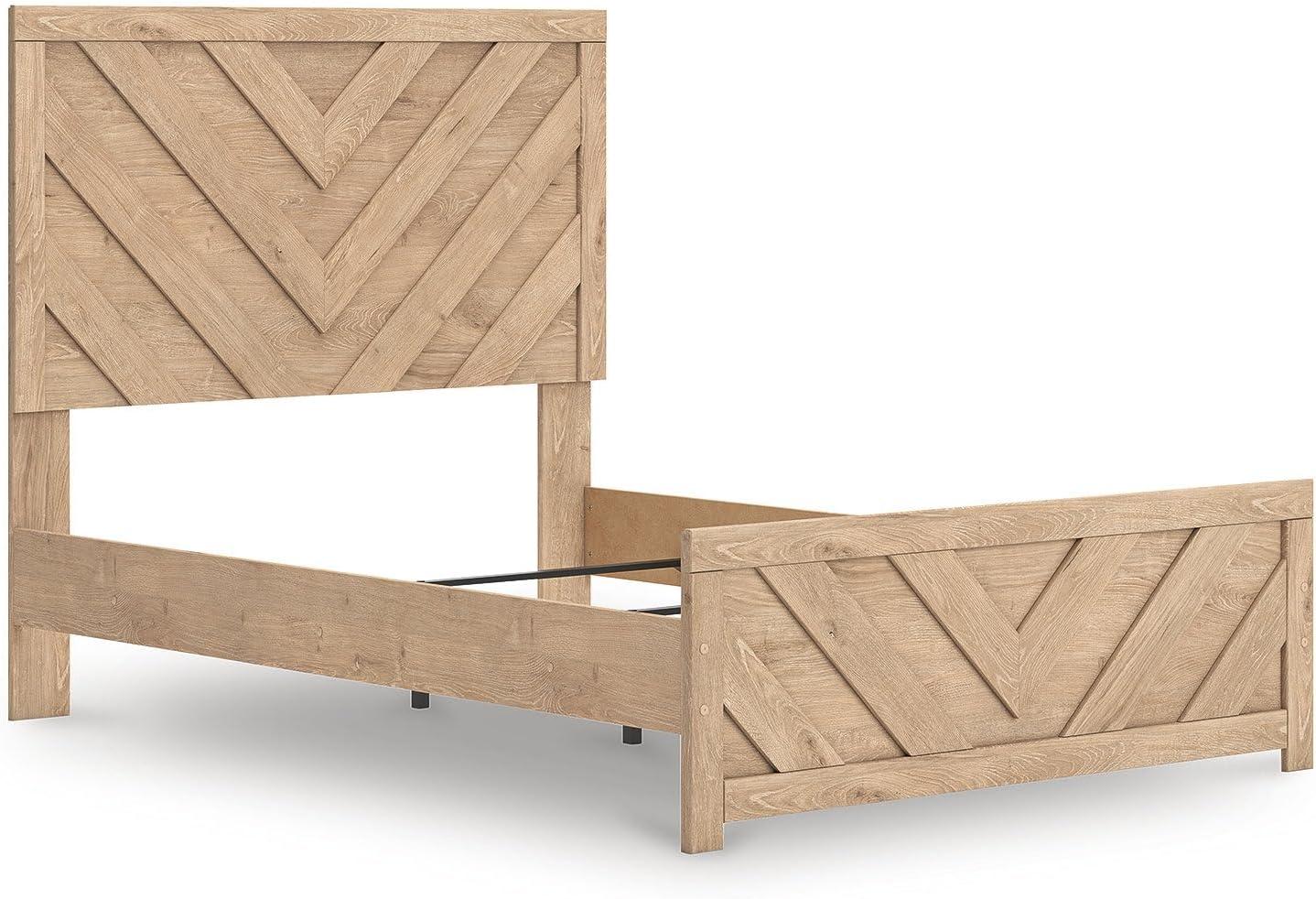 imageSignature Design by Ashley Sanginlane Farmhouse Full Panel Bed Foundation or Box Spring Needed Light BrownFull