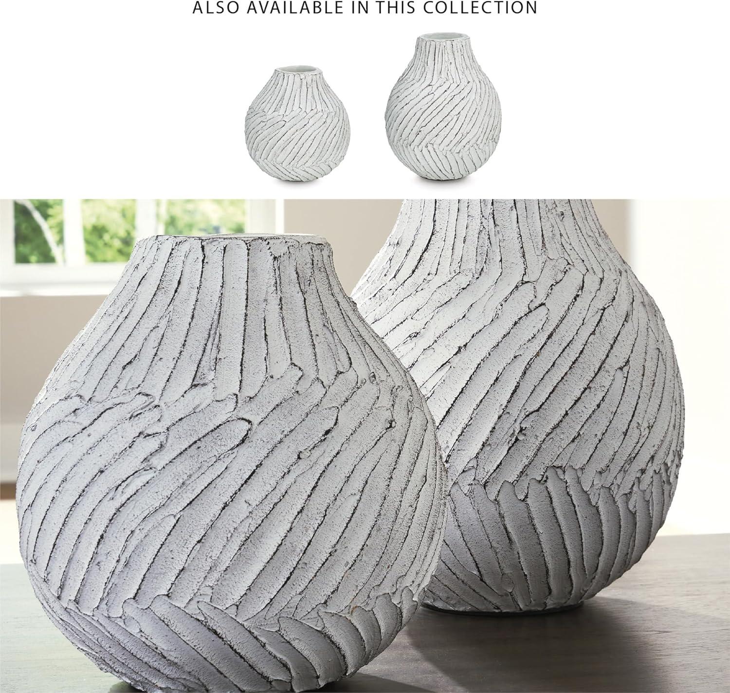 imageSignature Design by Ashley Shelvie Casual Vase with Distressed Finish White amp Black