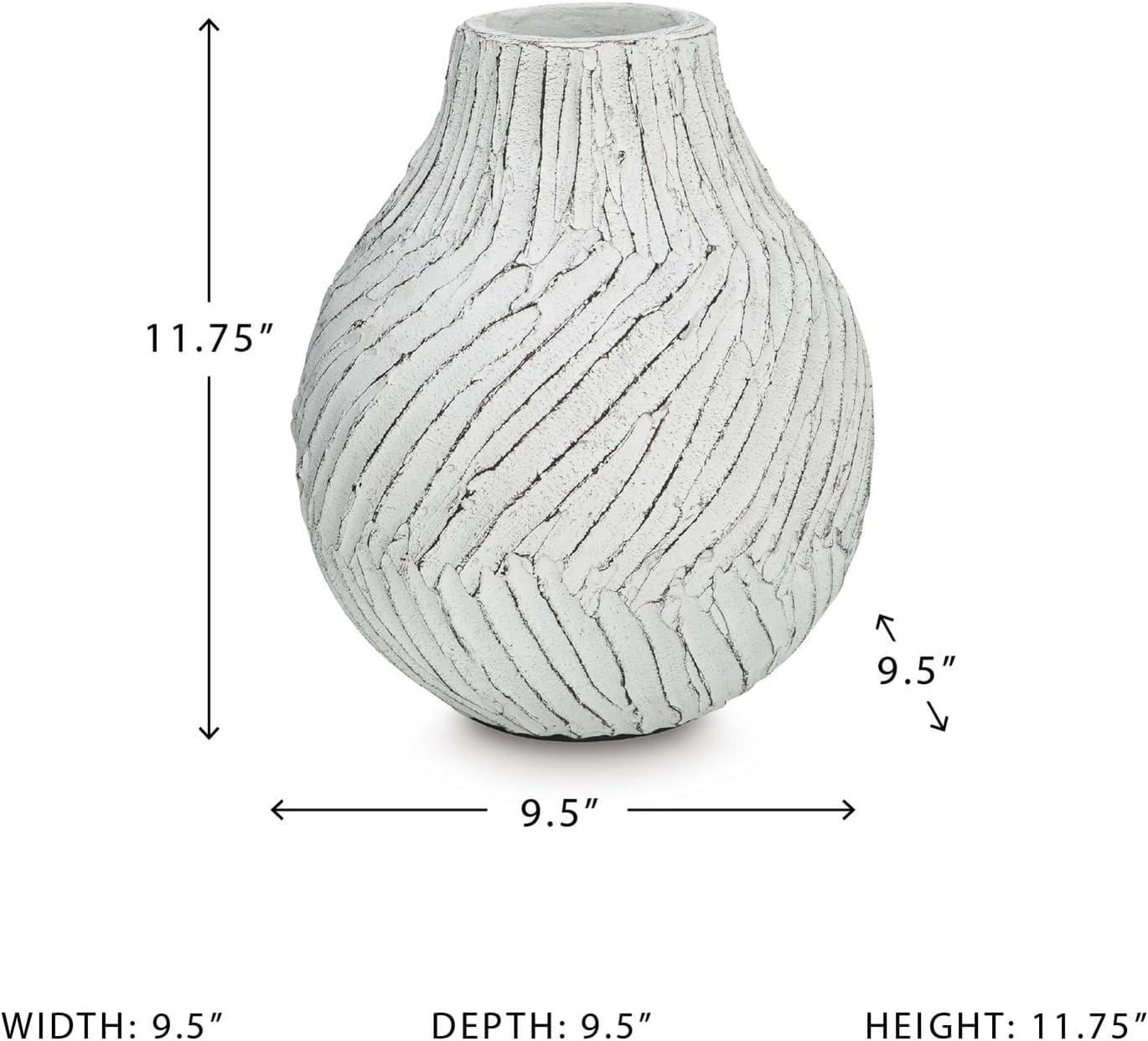 imageSignature Design by Ashley Shelvie Casual Vase with Distressed Finish White amp Black