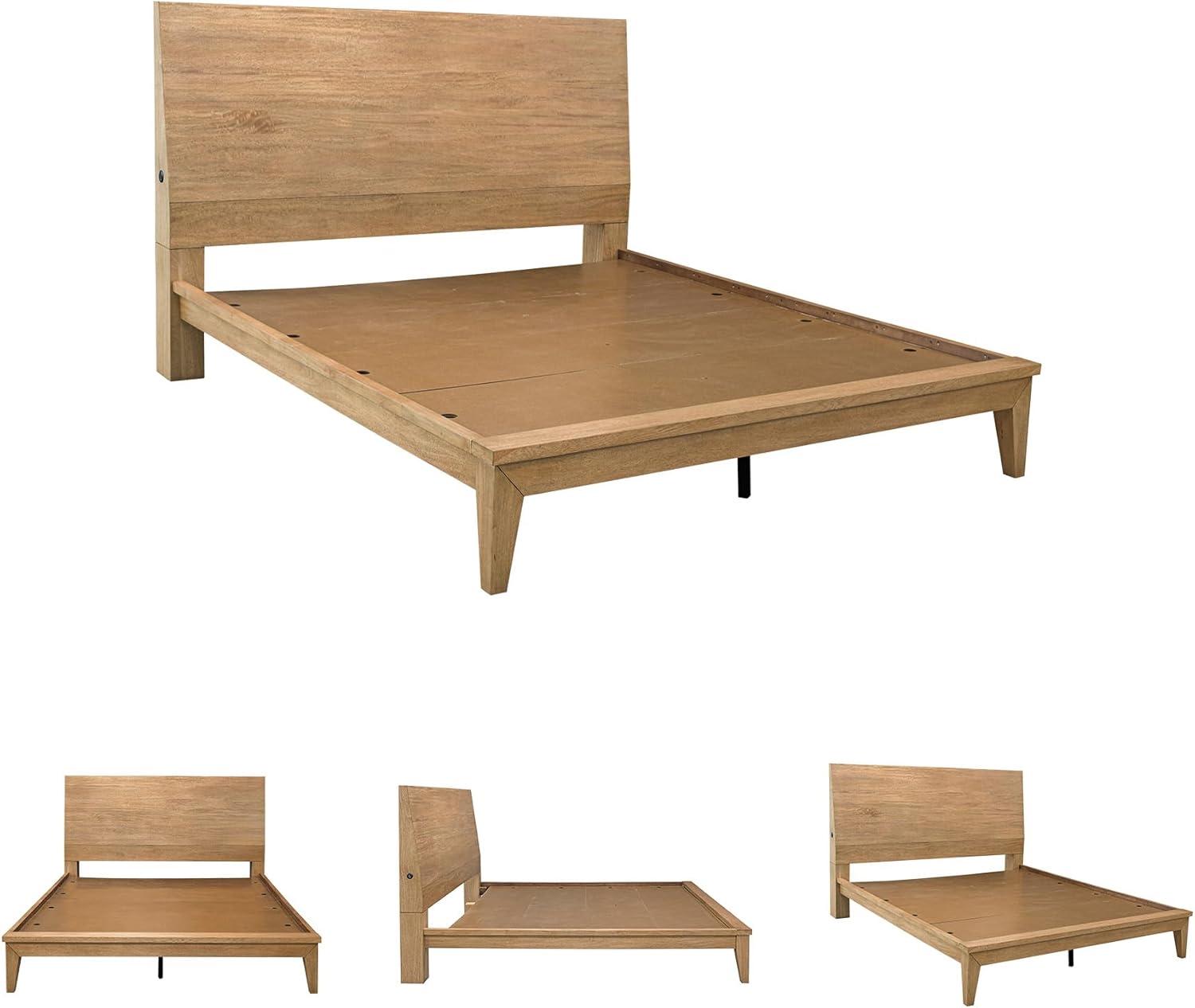 imageSignature Design by Ashley Sherbana Scandinavian Queen Panel Platform Bed with Bunkie Board and USB Charging Ports Foundation or Box Spring Not Needed Light BrownCalifornia King Panel Bed