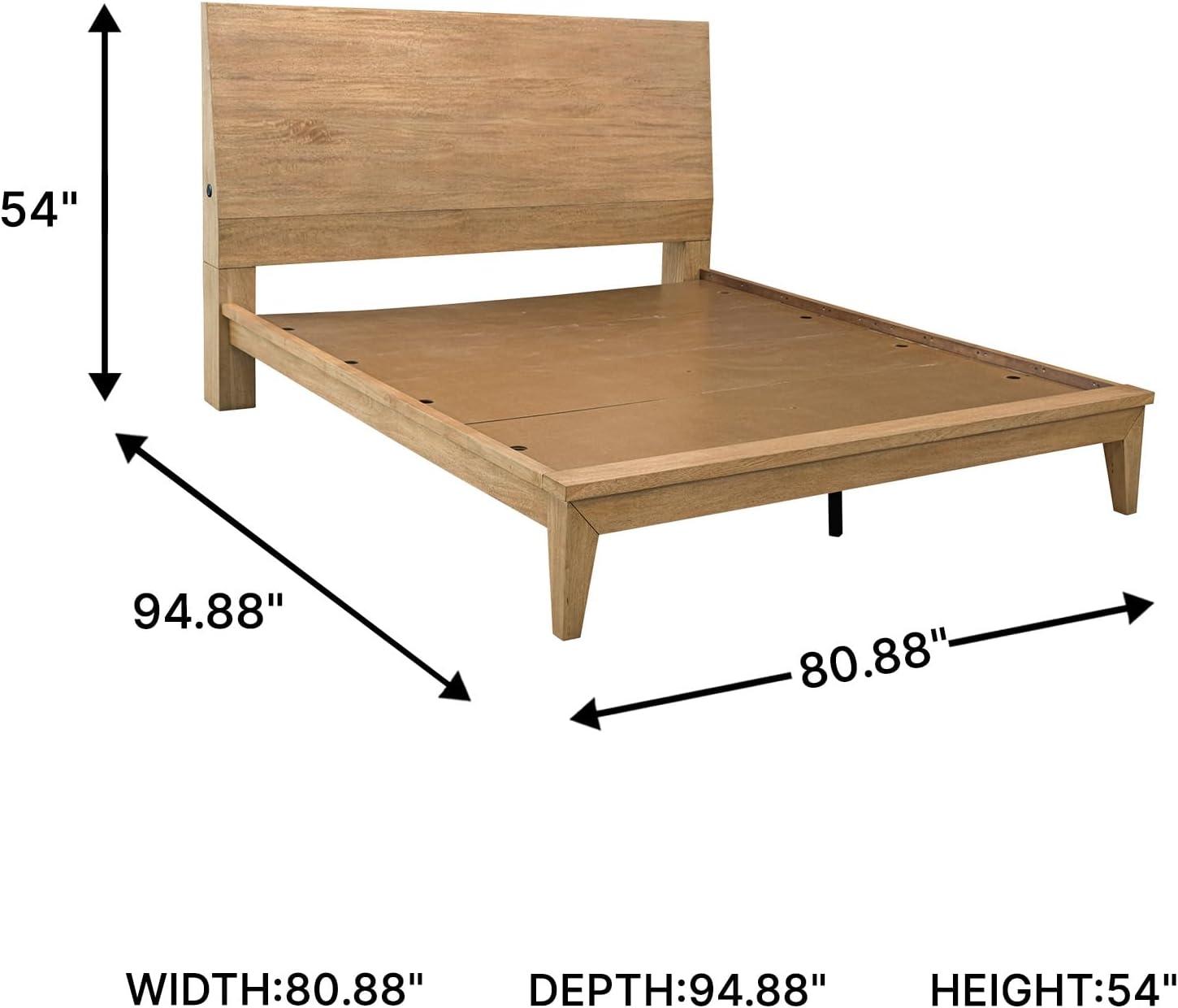 imageSignature Design by Ashley Sherbana Scandinavian Queen Panel Platform Bed with Bunkie Board and USB Charging Ports Foundation or Box Spring Not Needed Light BrownCalifornia King Panel Bed