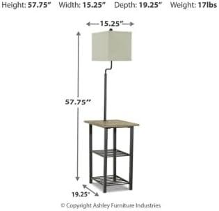 imageSignature Design by Ashley Shianne Multifunctional Metal Floor Lamp amp End Table Black