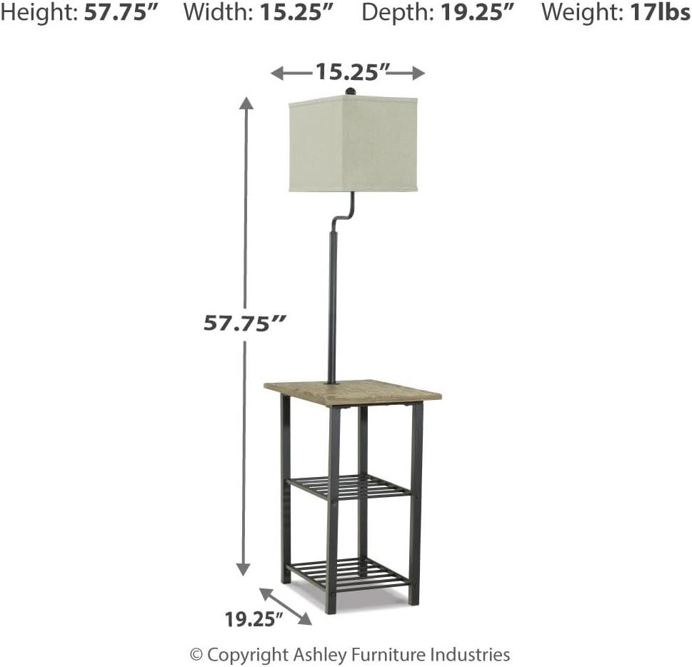 imageSignature Design by Ashley Shianne Multifunctional Metal Floor Lamp amp End Table Black