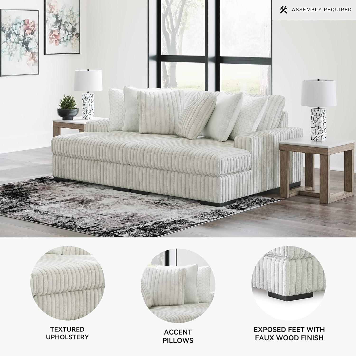 imageSignature Design by Ashley Stupendous Casual Anti Sag 2Piece Super Chaise with Loose Reversible Cushions and 6 Accent Pillows Light Gray